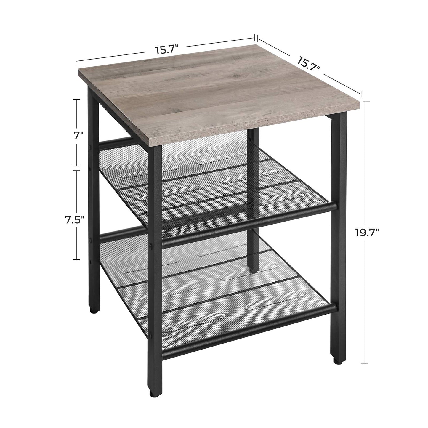 VASAGLE Nightstand, Set of 2 Side Tables, End Tables with Adjustable Mesh Shelves, for Living Room, Bedroom, Industrial, Stable Steel Frame, Easy Assembly, Greige and Black ULET024B02
