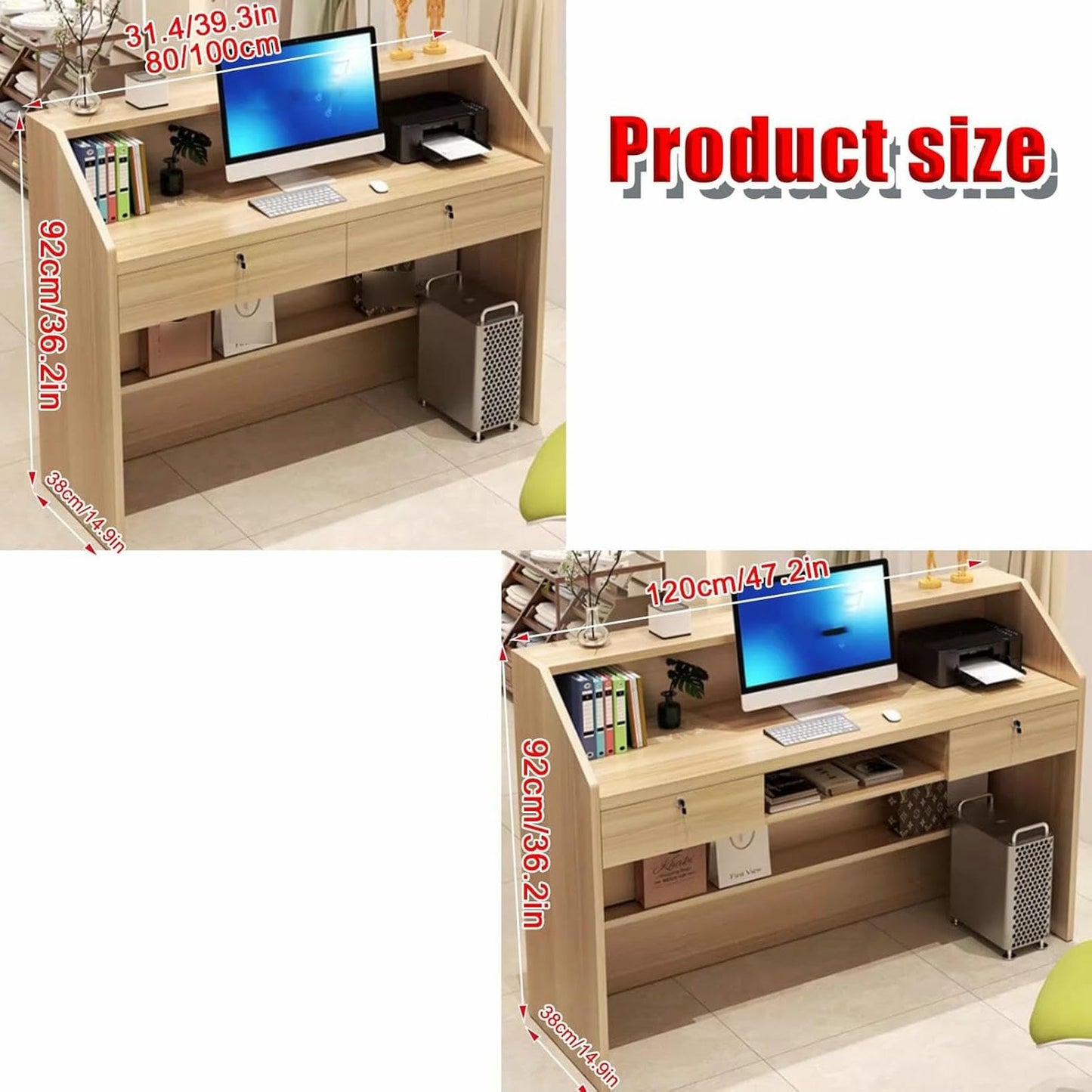 GFXYQPDNV Simple Front Desk Reception Counter, Modern Office Reception Desk with Lockable Drawer, for Store Hotel Office