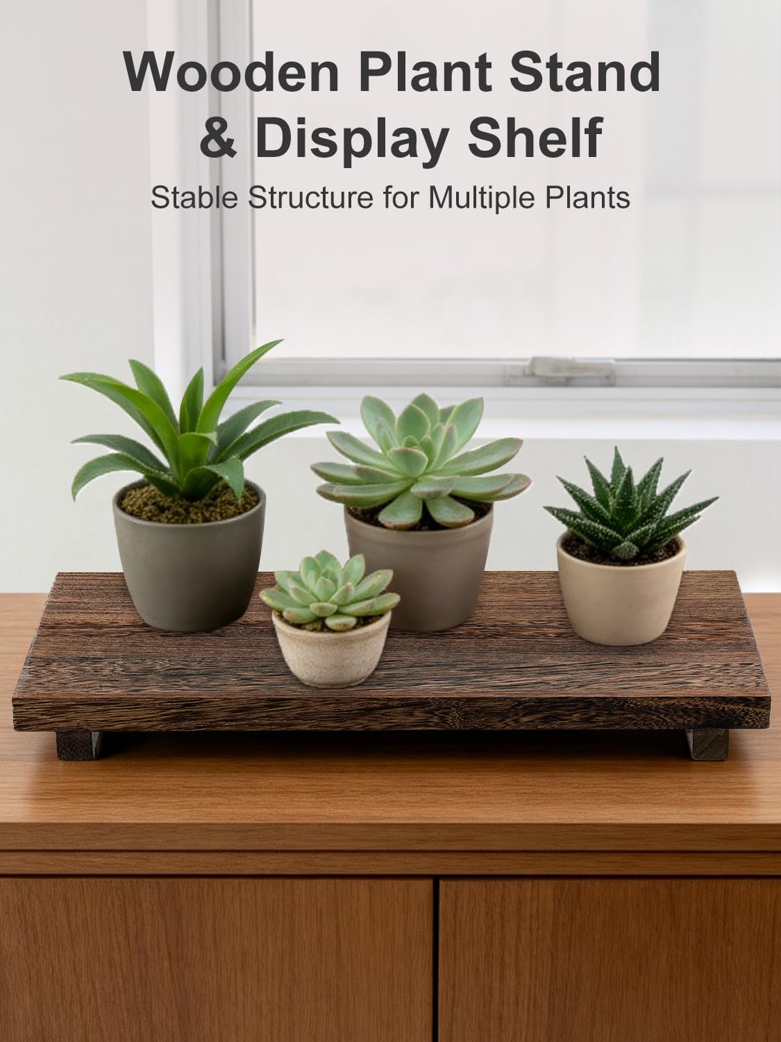 Duseu 16 x 8 inch Wood Riser Pedestal Stand – Farmhouse Large Wood Tray for Kitchen Counter, Bathroom Decor, Sink, Soap Dishes, Plant, Bottles, Candles Display, Jewelry