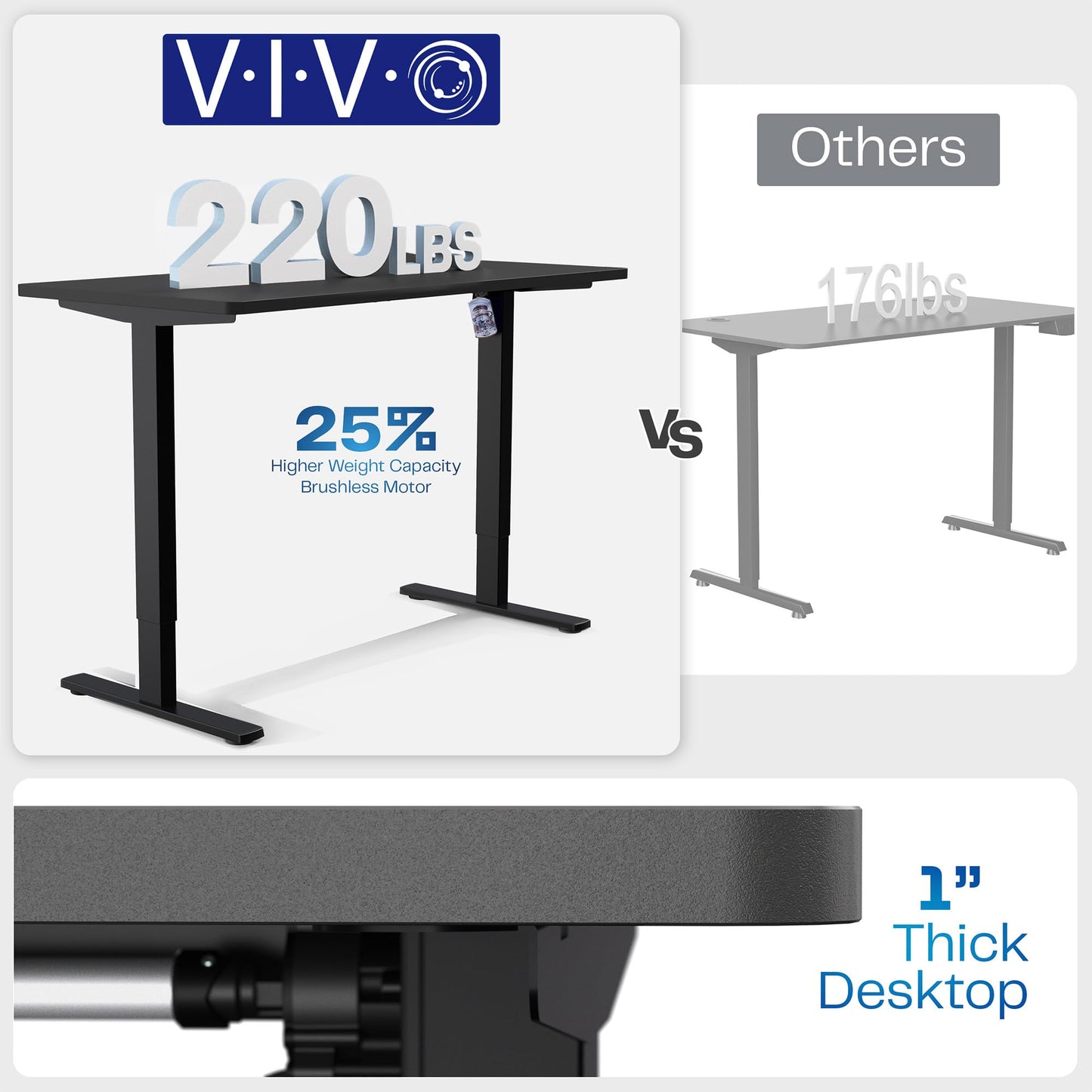 VIVO Electric 60 x 24 in Standing Desk with Full-Size RGB Mouse Pad, Memory Height Adjustment, 1B Series, Holds 220 lbs, Black Top Black Frame, DESK-KIT-1B6BP-24