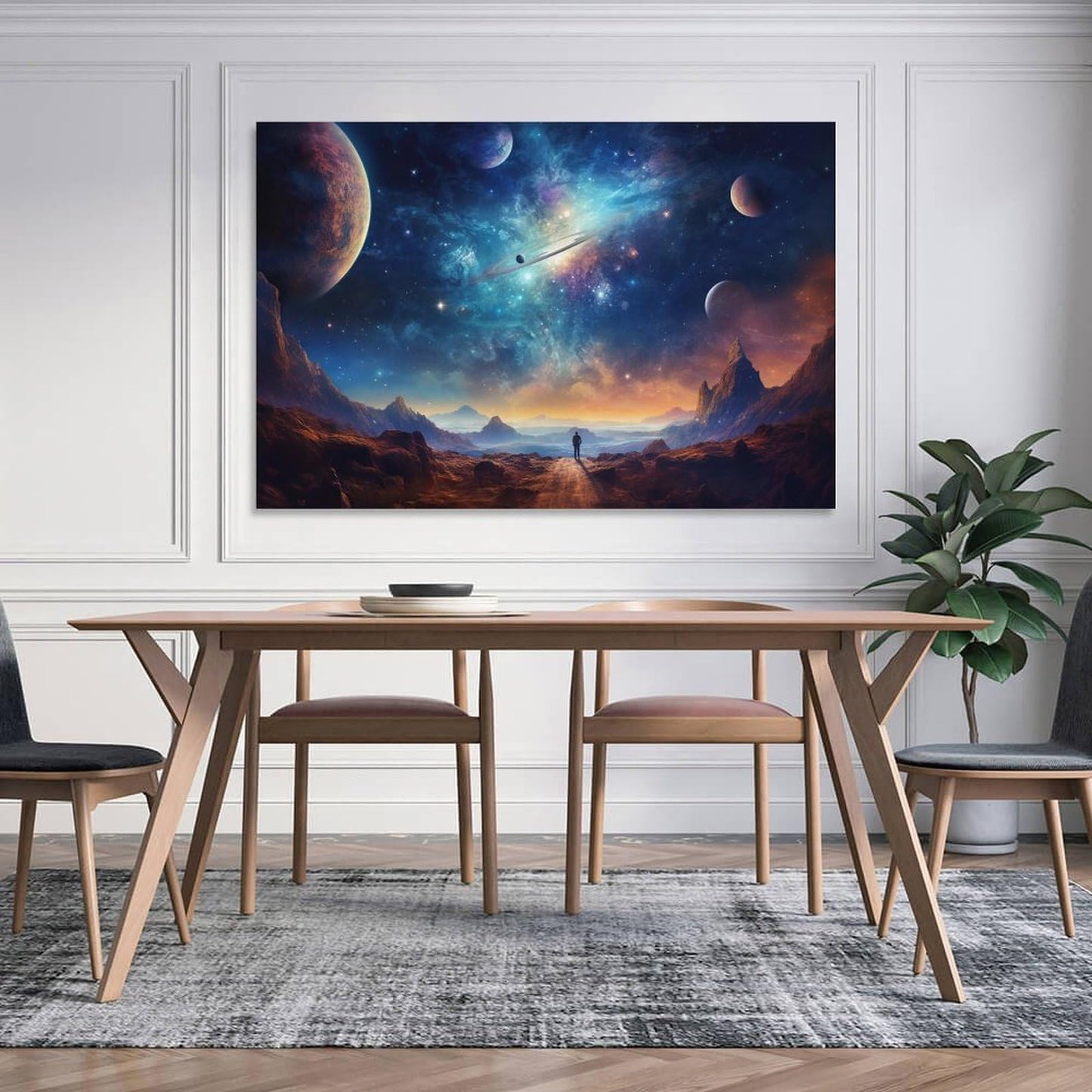 JHXNJDPOST Solar System Astronaut Poster Space Canvas Wall Art Aesthetic Decorative Painting Living Room Restaurants, Pool Halls And HotelsA 12x18inch(30x45cm)