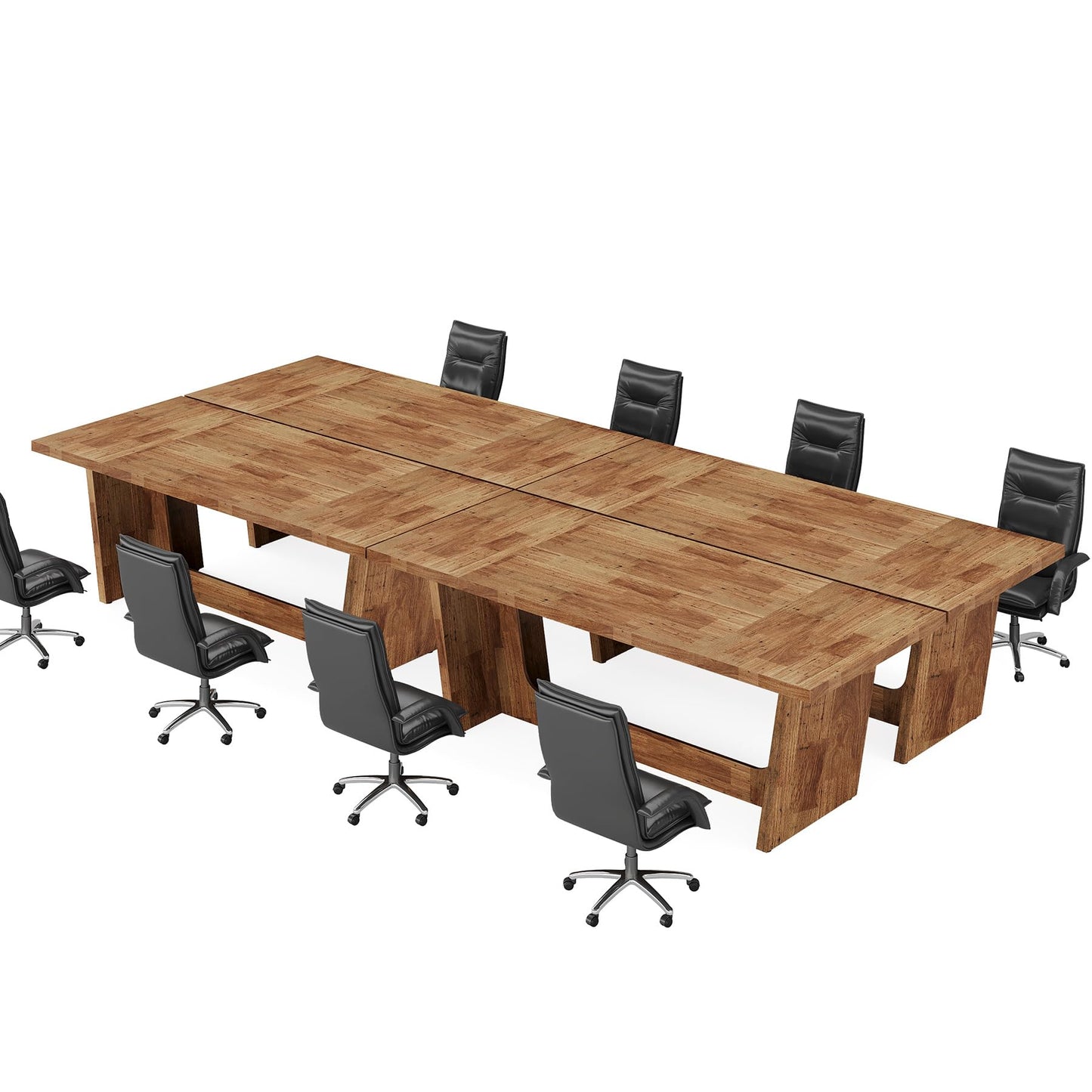Tribesigns 6 FT Conference Room Table, 71” Rectangular Meeting Table for Office, Large Executive Seminar Desk for 6–8 People, Heavy-Duty Business Boardroom Table with Wooden Pedestal Base, Light Brown