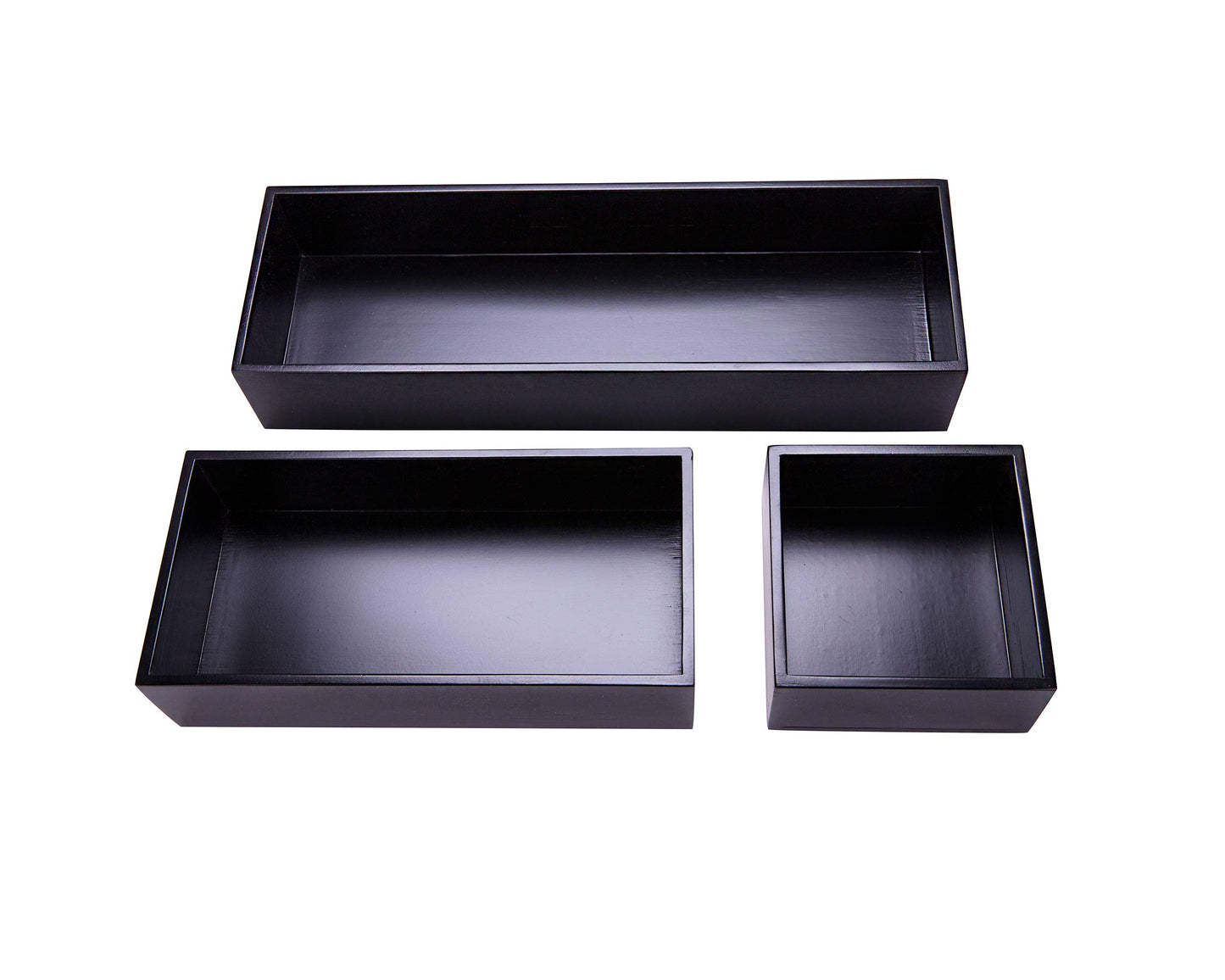 Sansnow Bamboo Drawer Organizer Box for Office Home Black Orgnizer Boxes Office Organizer Boxes, Black 12"*4"