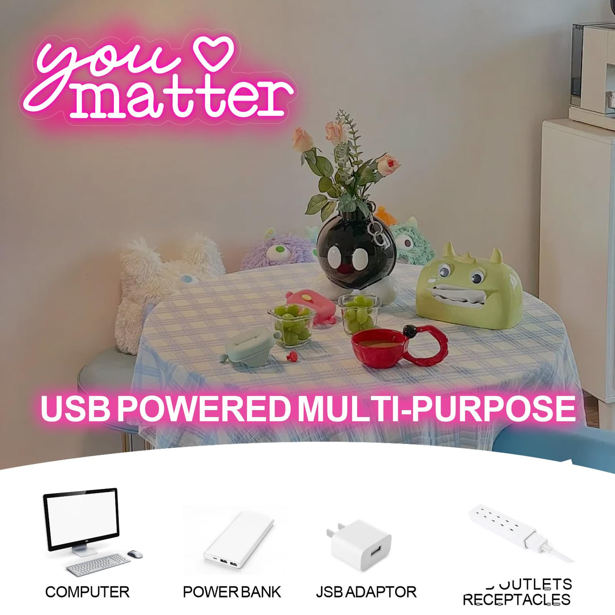 You Matter Neon Sign for Wall Decor, Positive Affirmation Art, Classroom Office Decor, Gift for Teacher, Encouraging Light, Pink Led Light for Bedroom, Club, Gifts For Birthday, Christmas Party Girls Gift