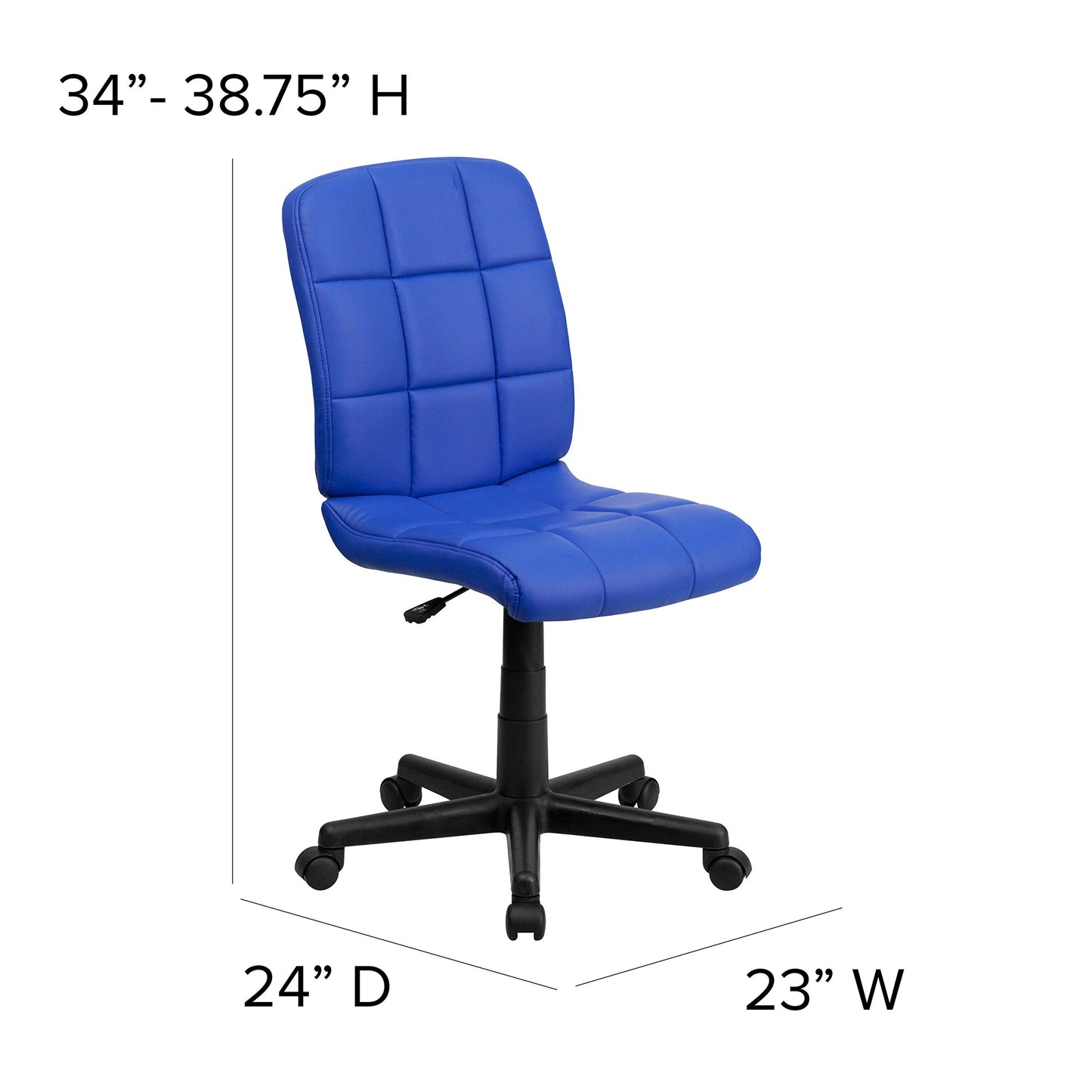 Flash Furniture Clayton Mid-Back Blue Quilted Vinyl Swivel Task Office Chair