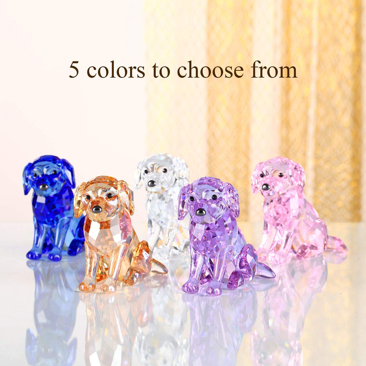 DOJOZ Crystal Labrador Dog Puppy Figurine Animals Lovely Craft Home Decor Ornaments Collectible Birthday Gifts (White)