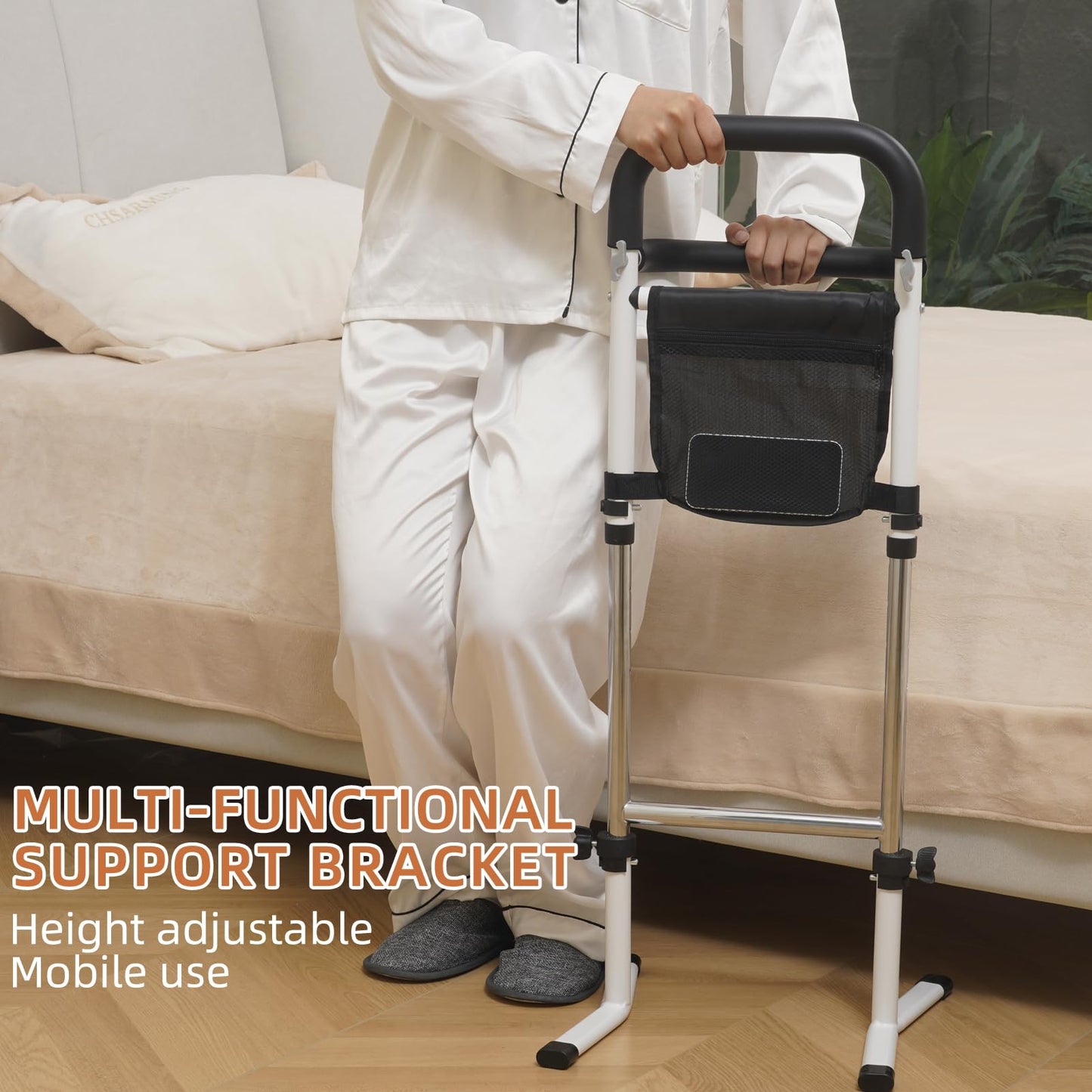 Stand Assist(White)-Movable Standing Aid Rail for Couch, Chair, Bedside, Toilet. Assistance Handle for People with Limited Mobility. Safety Grab Bar for Standing.