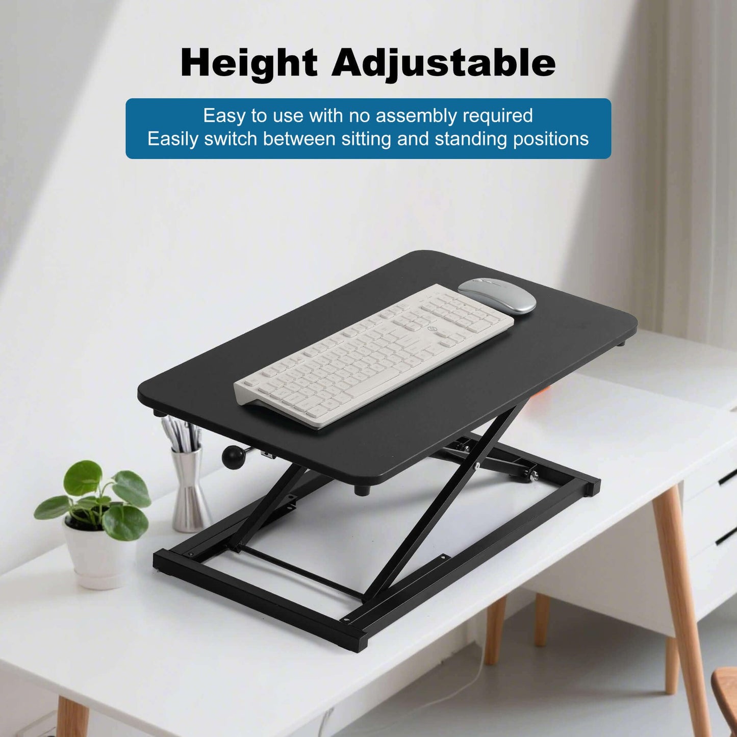 Raathionty Height Adjustable Standing Desk Converter, Computer Keyboard Stand for Desktop, Keyboard Riser for Stand Up Desk Riser, Ergonomic Sit Stand Workstations for Home Office