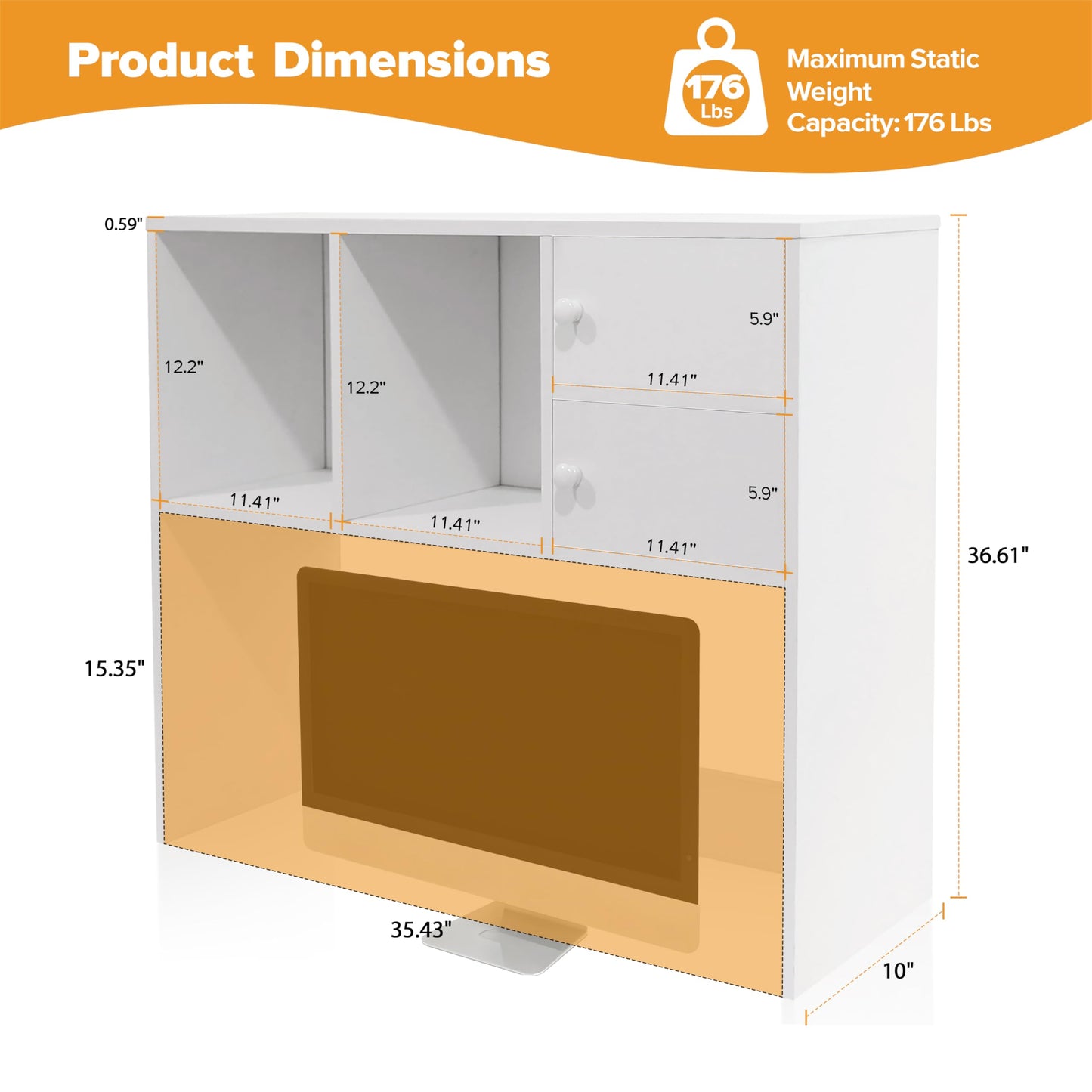 YGYQZ White Desk Hutch with 4 Storage Shelves, Desktop Bookshelf & Monitor Stand for Home Office, Space Saving Desk Organizer for Study Room, Dorm & Gaming Desk