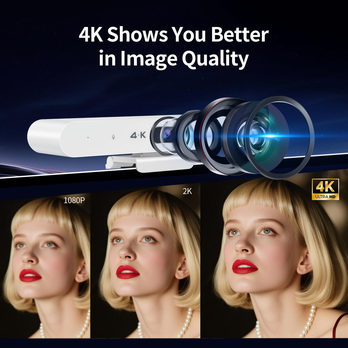 4K All-in-One Video Bar, USB Video Conference System, 4K 8MP Conference Camera & Hi-Fi Speaker & 2 Noise-reducing Mics, Auto Framing & Speaker Tracking, 94°FOV, Auto Light Correction, Plug and Play