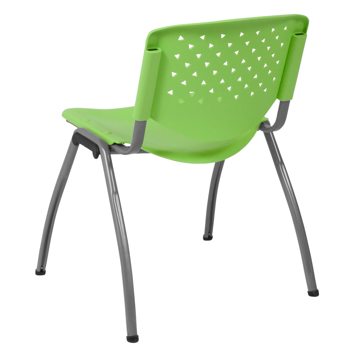 Flash Furniture HERCULES Series 880 lb. Capacity Green Plastic Stack Chair with Titanium Gray Powder Coated Frame