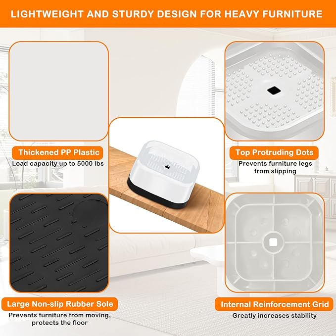 shouwuhho 9 Pack Furniture Risers Adjustable Bed Risers Heavy Duty Lifts Height