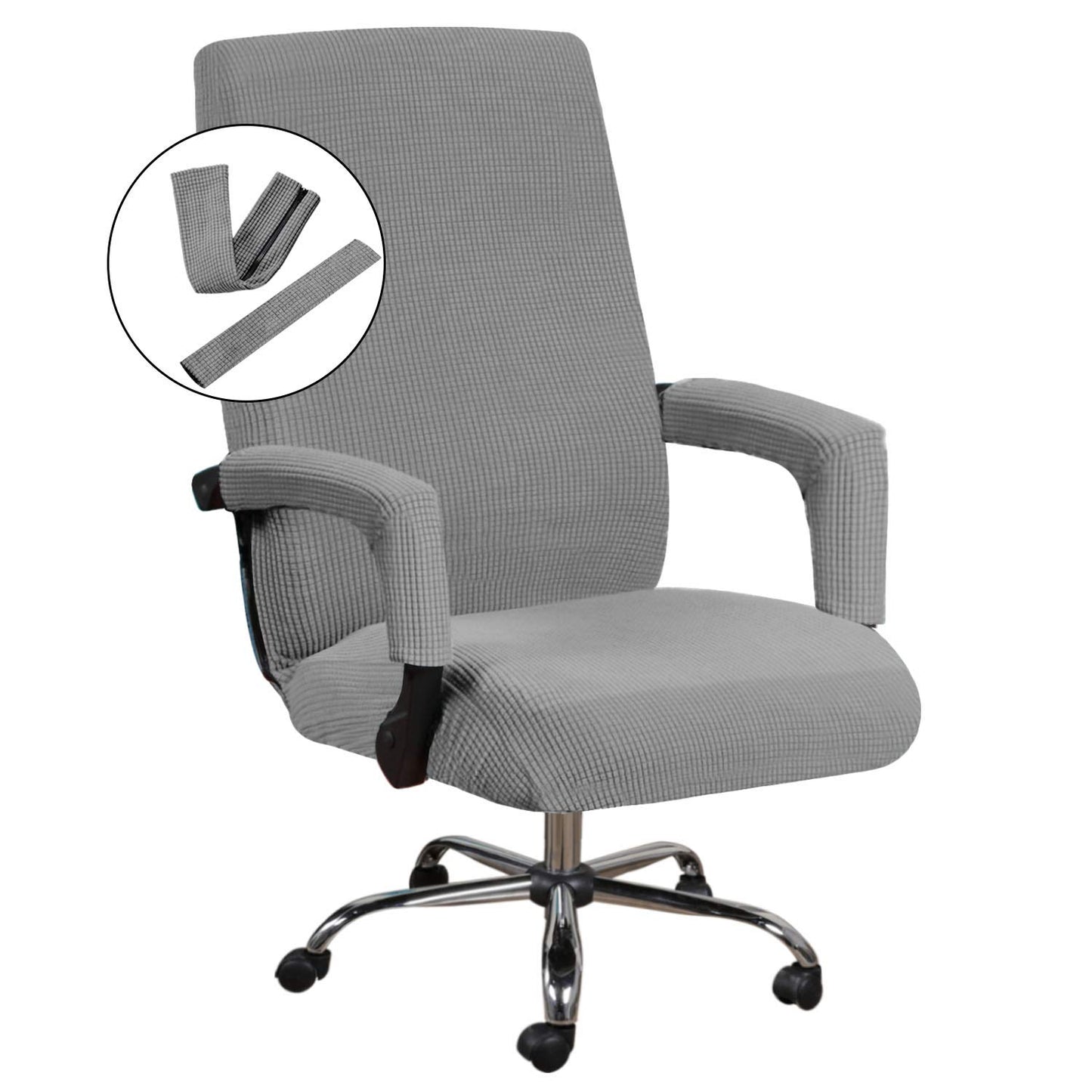 H.VERSAILTEX Stretch Office Chair Covers Jacquard Computer Desk Gaming Chair Covers Mid - High Back Universal Executive Boss Chairs Slipcovers Seat Cover Non Slip Thick Jacquard, Dove- Large
