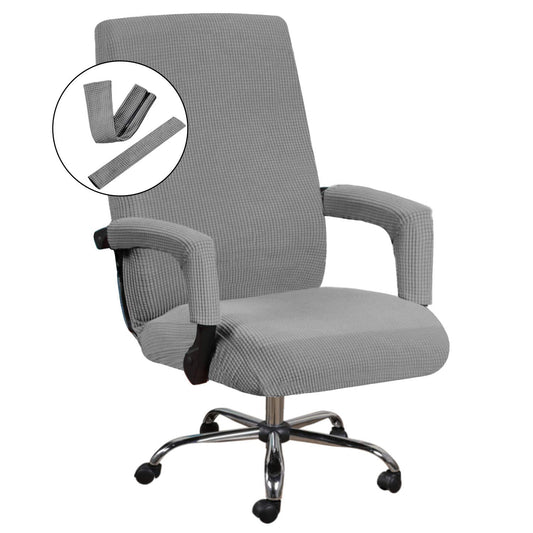 H.VERSAILTEX Stretch Office Chair Covers Jacquard Computer Desk Gaming Chair Covers Mid - High Back Universal Executive Boss Chairs Slipcovers Seat Cover Non Slip Thick Jacquard, Dove- Large