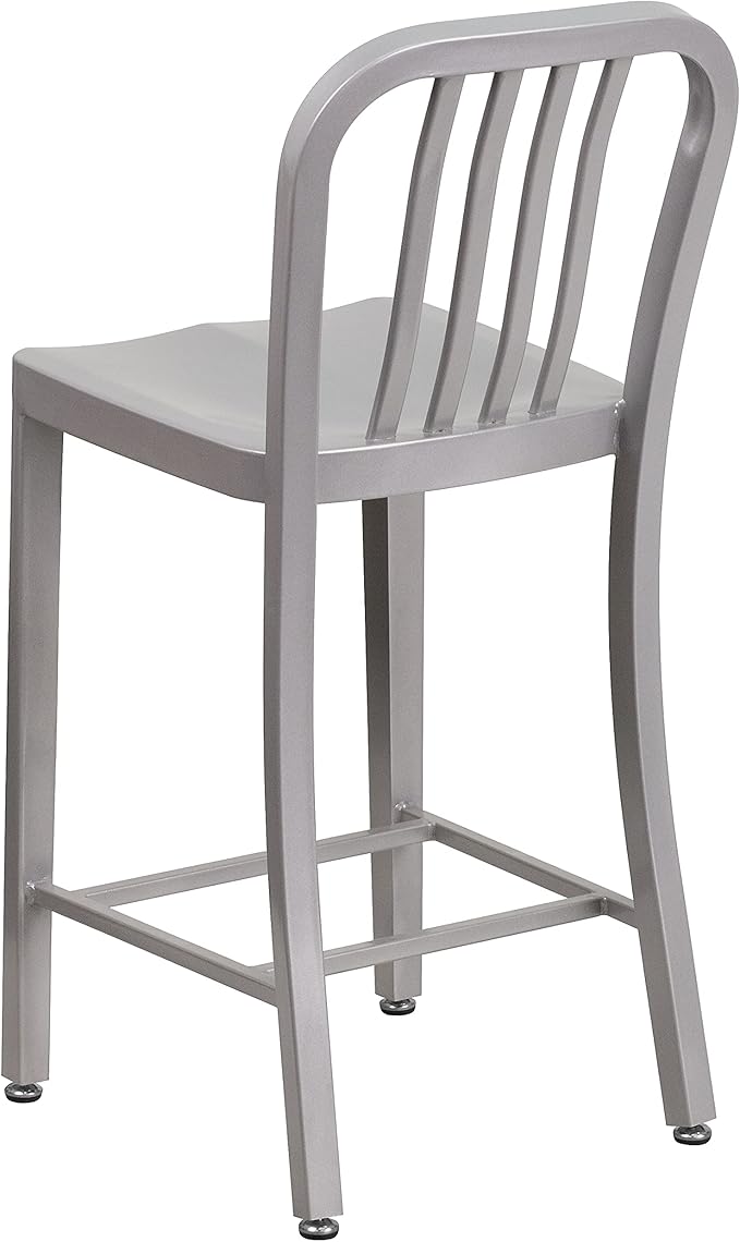 Flash Furniture Gael Commercial Grade 2 Pack 24" High Silver Metal