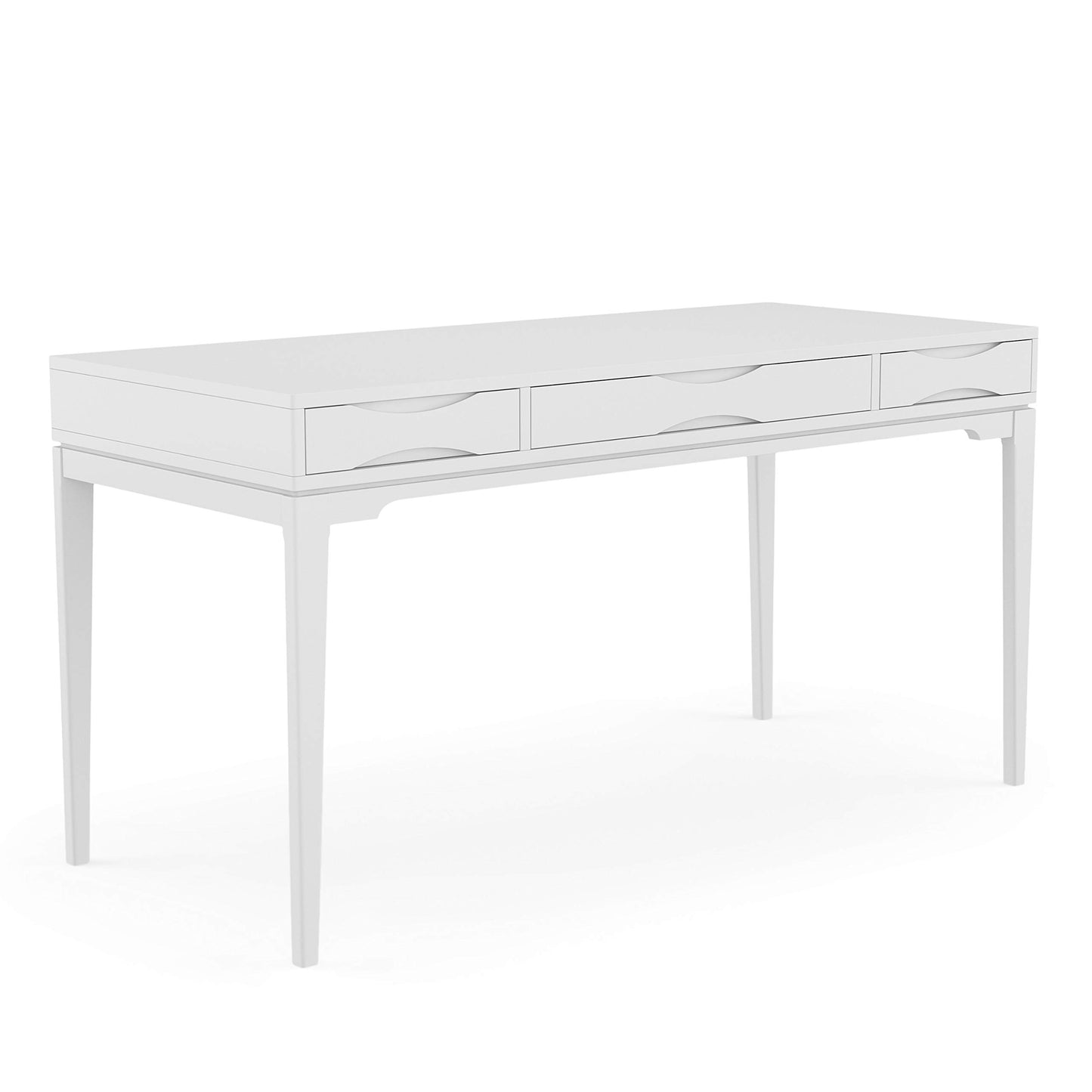 SIMPLIHOME Harper Desk - 60 Inch Wide Solid Wood Writing Desk in White, Mid-Century Modern Home Office Computer Table for Workspace or Study with 2 Drawers and Flip-Down Keyboard Tray