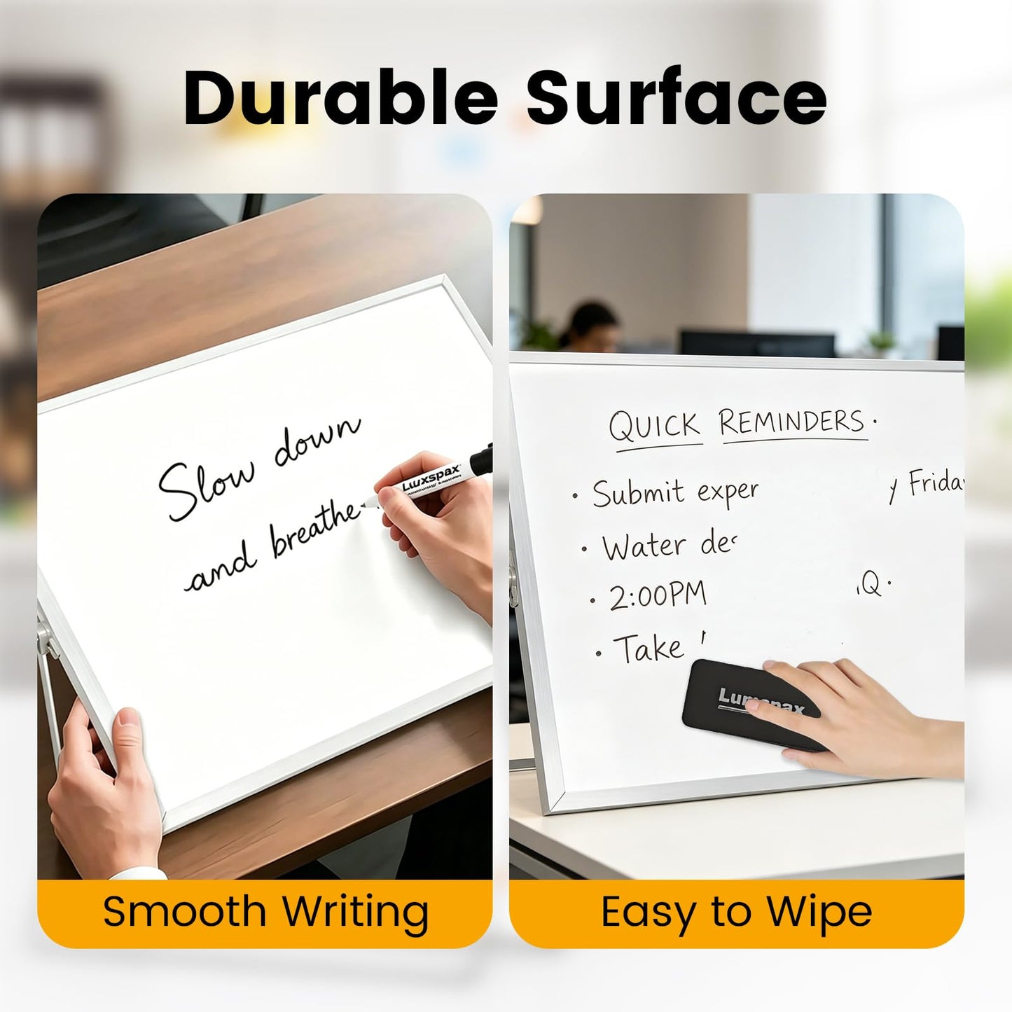 Lumspax White Board with Stand, 24" x 18" Double-Sided Desktop Dry Erase Board, Portable Magnetic Whiteboard Easel for Kids Office Home School