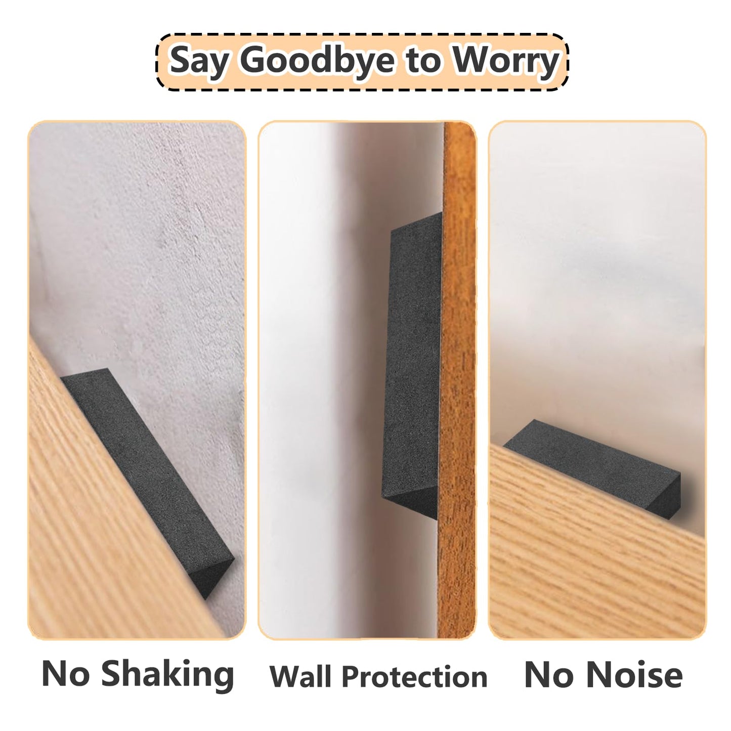 Jayen 54 Pcs Furniture Wall Protectors, EVA Foam Anti-Collision Headboard Stoppers for Bed Frame, Anti-Shake Headboard Bumper for Any Furniture - Black