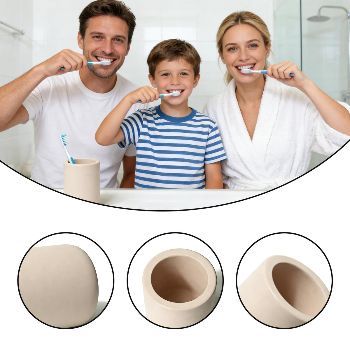 2 Pack Beige Diatomite Toothbrush Holder, Stone Toothbrush Holder for Bathroom, Fast-Drying Countertop Organizer for Electric Toothbrushes, Toothpaste & Cups