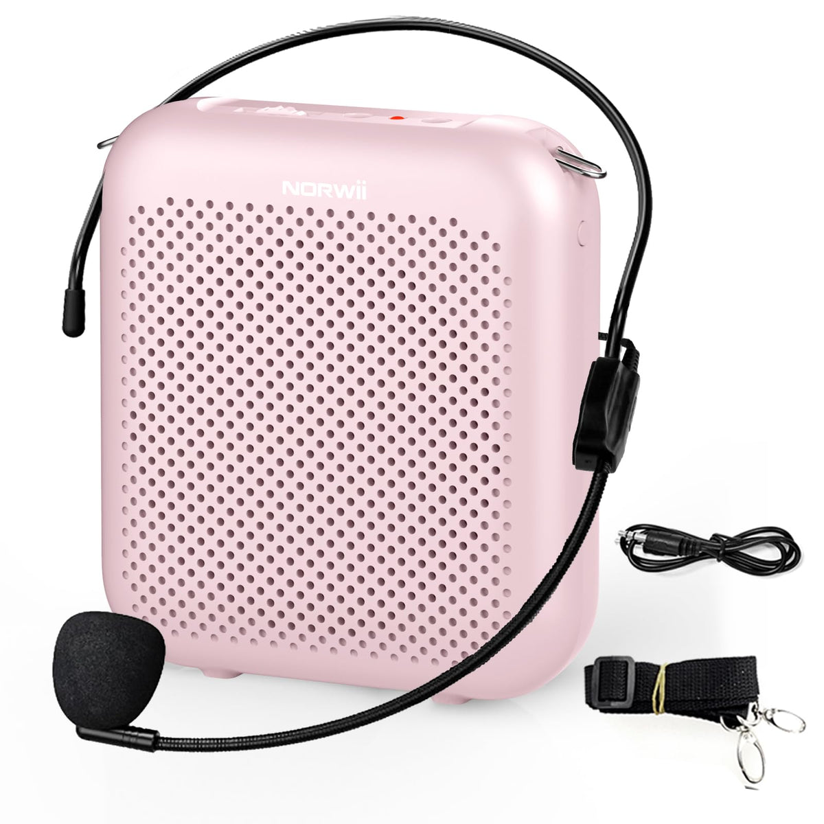 Norwii Bluetooth Voice Amplifier, Power Amplifiers, Portable Mini Wired Microphone Headset for Teacher Classroom & Outdoor Lectures, Teaching, Tour Guides, USB-C Rechargeable - 4000mAh, Pink