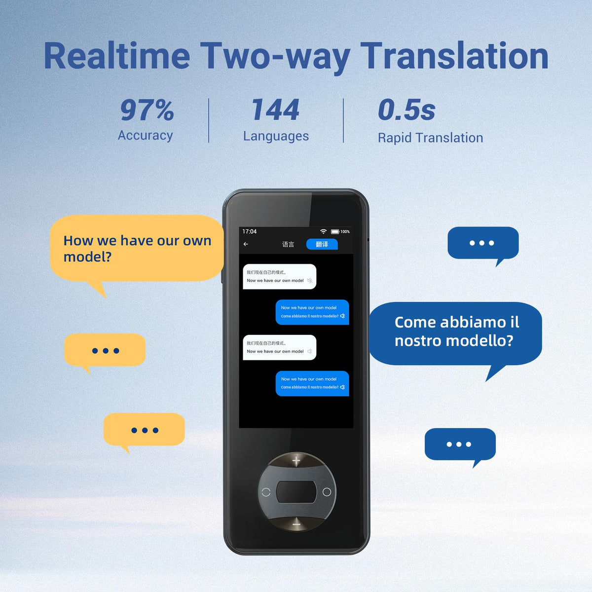 Anfier Offline Language Translator Device W10 PRO for 144 Languages and Accents Translator Photo Translation No WiFi Needed for Tavel Business W10 Grey