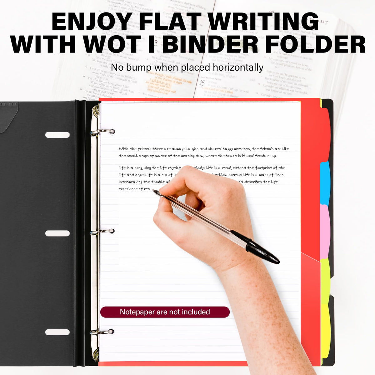 WOT I Telescoping Project Organizer, Refillable Binder with Dividers and Pockets, 13 Pocket Folders, 1 Inch 3 Ring Binder, Black