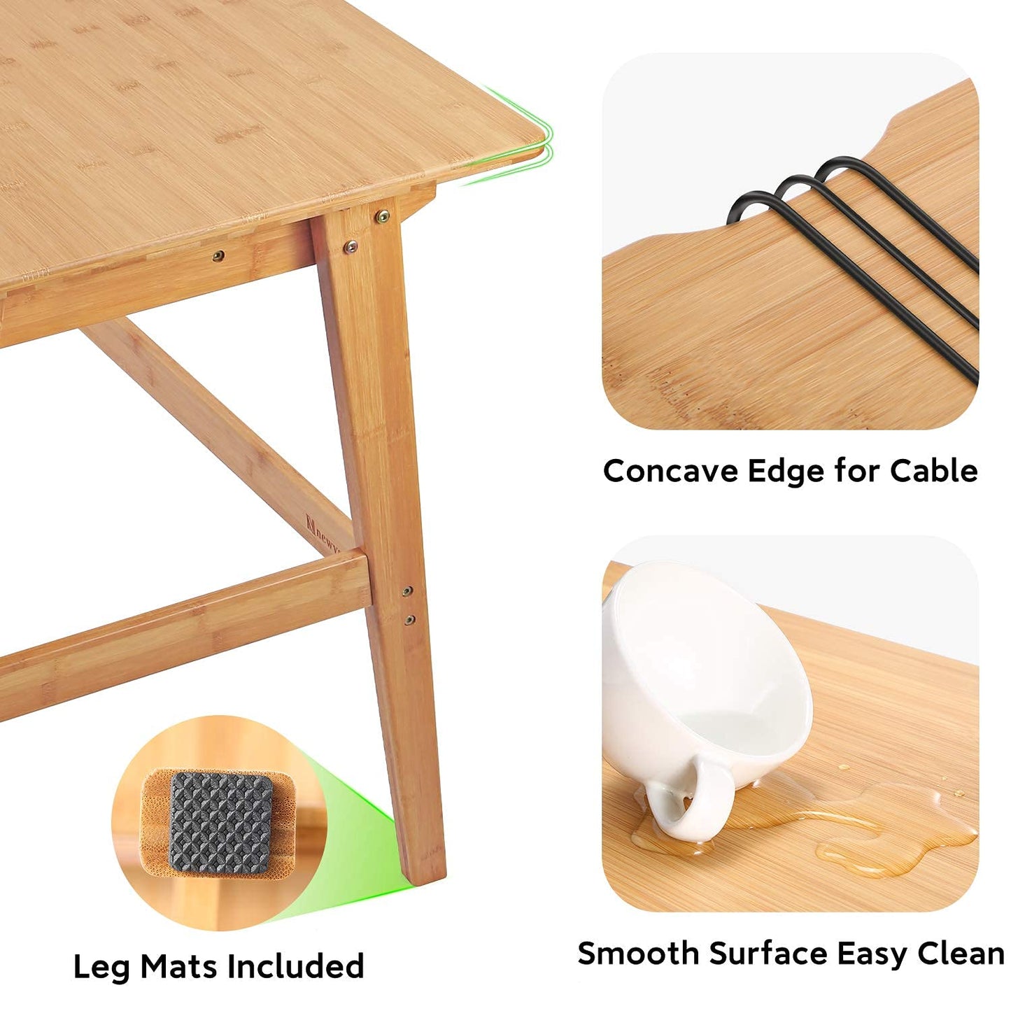 Nnewvante Writing Computer Desk 31.5" Bamboo Home Office Table with Large Drawer, Modern Furniture Simple Study Makeup Workstation