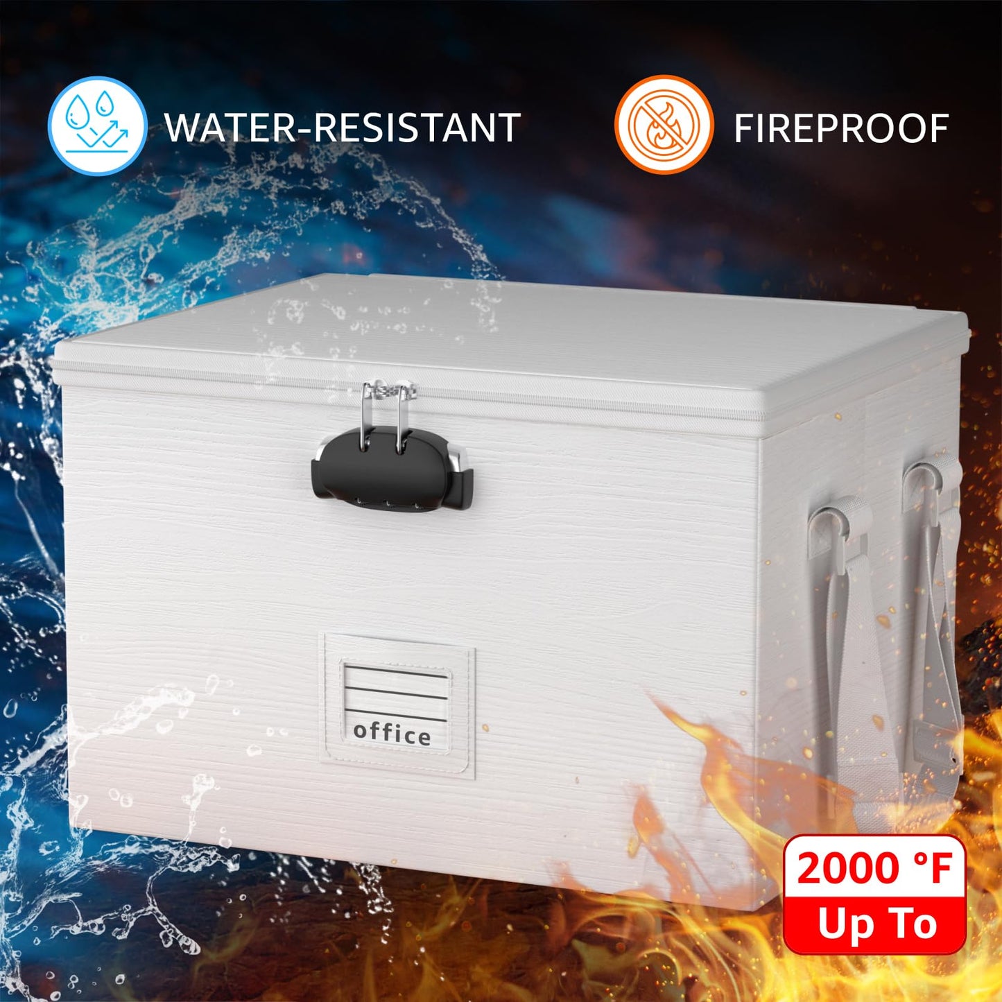 ROSONG Fireproof Document Box File Organizer - Waterproof Locking Filing Portable Storage Box with Handle for Hanging Letter/Legal Folder Important Document