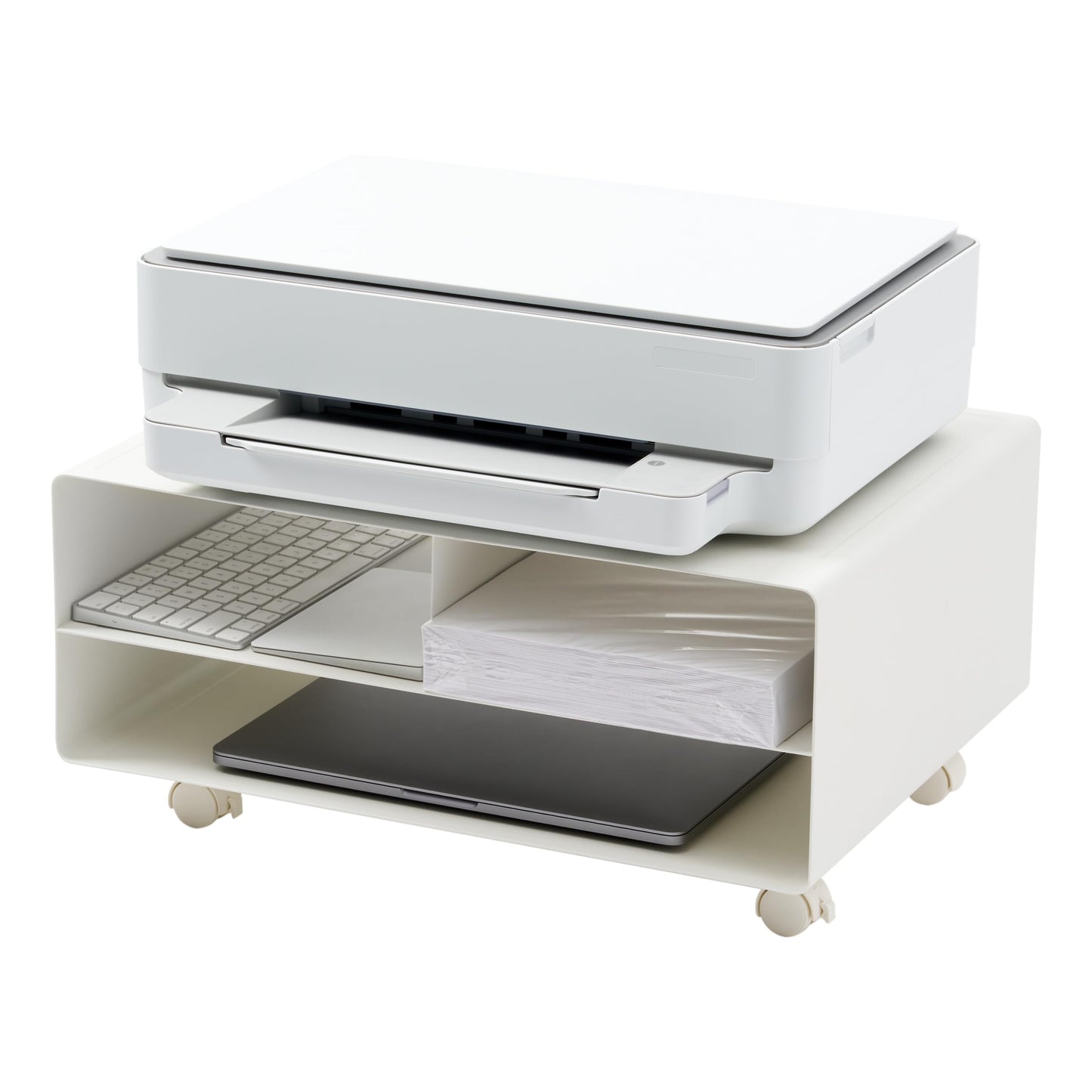 YAMAZAKI Home Desktop Printer Stand - Computer Accessory Office Organizer Steel One Size White