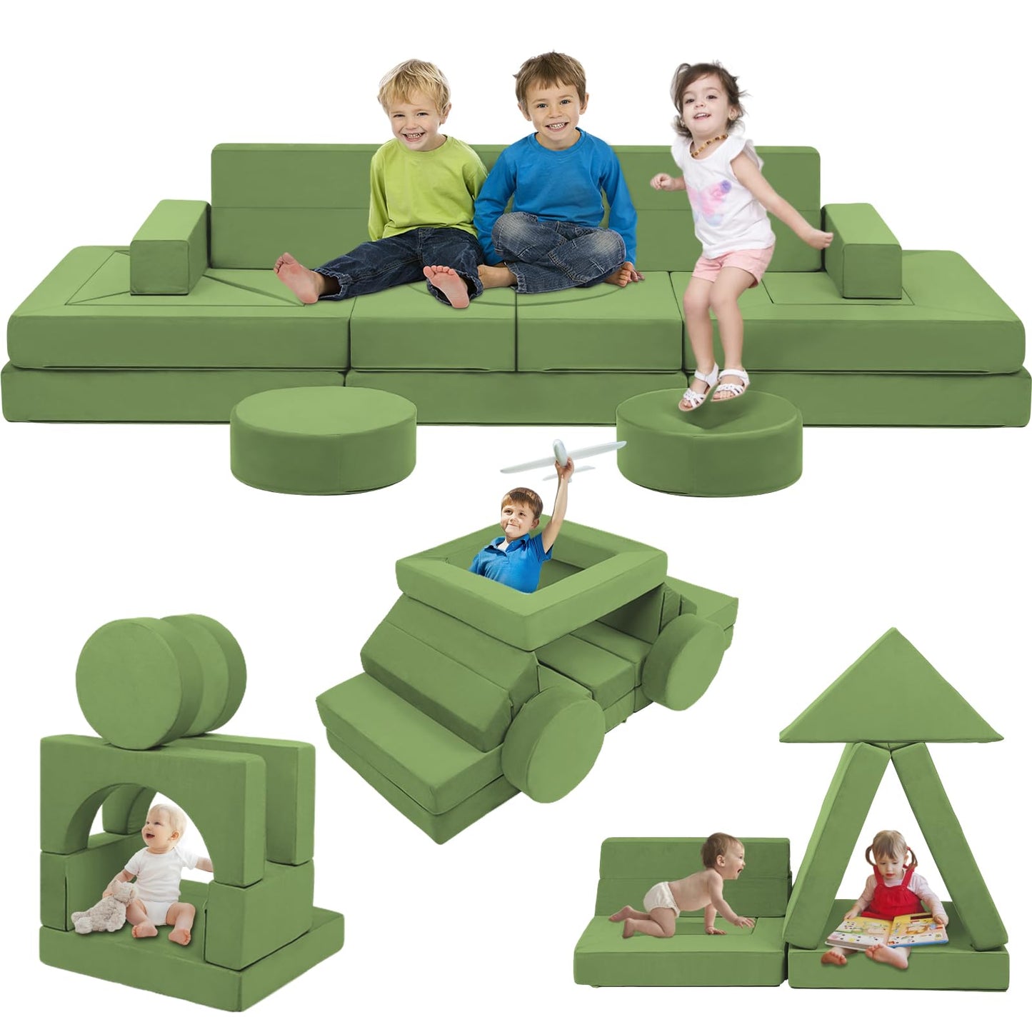 Edbuosy 22Pcs Modular Kids Play Couch - Kids Couch for Playroom Bedroom Living Rooms Toddler Sofa for Inspiring Child Creativity，Children Convertible Foam Sofa