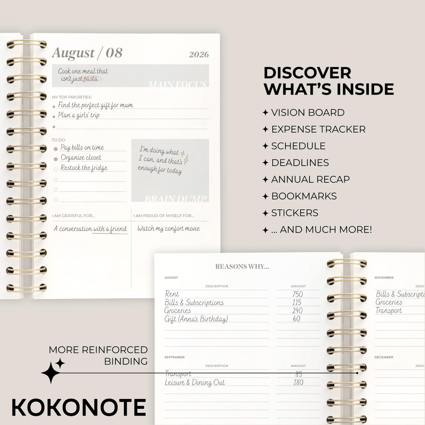 KOKONOTE Planner 2026-2027 Seasonal Flowers - Planner for Women 17 Month (Aug 26/ Dec 27) | Weekly & Monthly Academic Planner 2026-2027 | 6.4" x 7.9" | Hardcover Agenda 2026 | Thick paper 120 g/m²