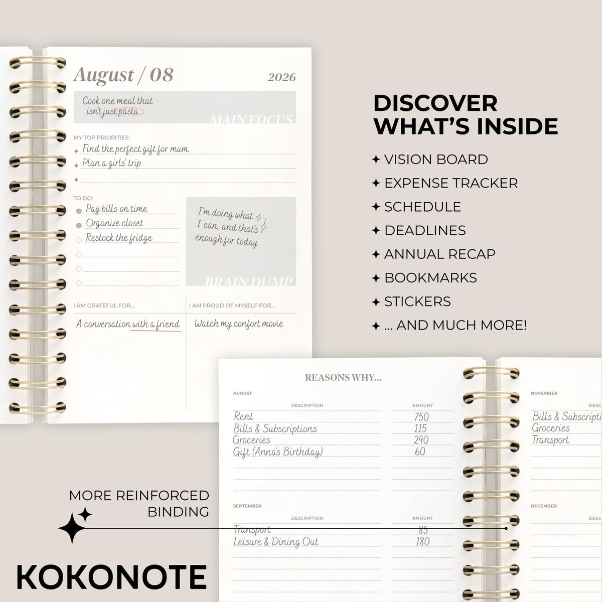 KOKONOTE Planner 2026-2027 Hokusai - Planner for Women 17 Month (Aug 26/ Dec 27) | Weekly & Monthly Academic Planner 2026-2027 | 6.4" x 7.9" | Hardcover Agenda 2026 | Thick paper 120 g/m²