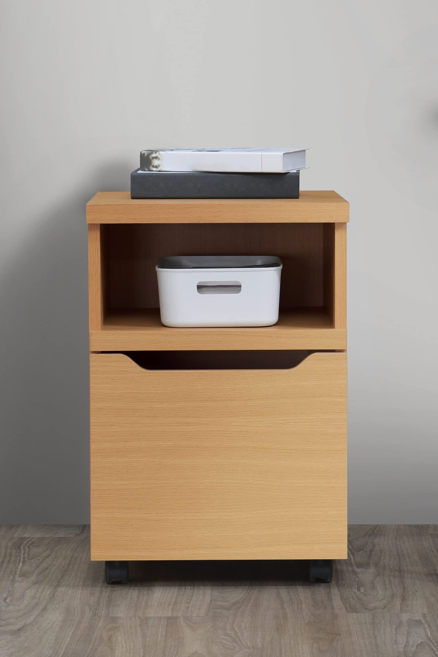 OSP Home Furnishings Denmark Rolling File Cart and Printer Stand with Lockdowel Fastening System, Natural