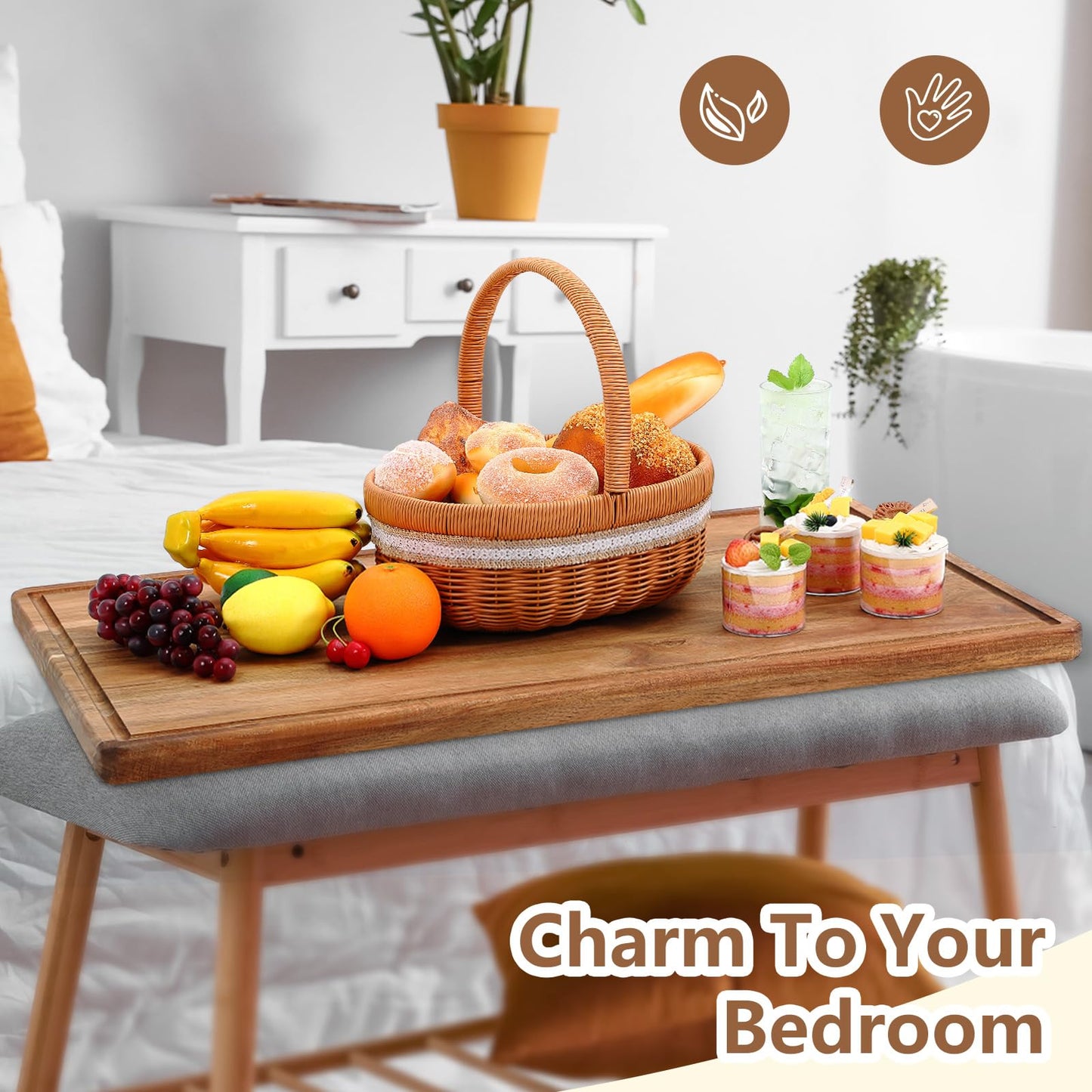 Teenyyou 32" x 18" Large Acacia Wood Cutting Boards for Kitchen Wooden Cutting Board with Juice Groove Extra Large Serving Platter Carving Tray for Meat Cheese(Natural)