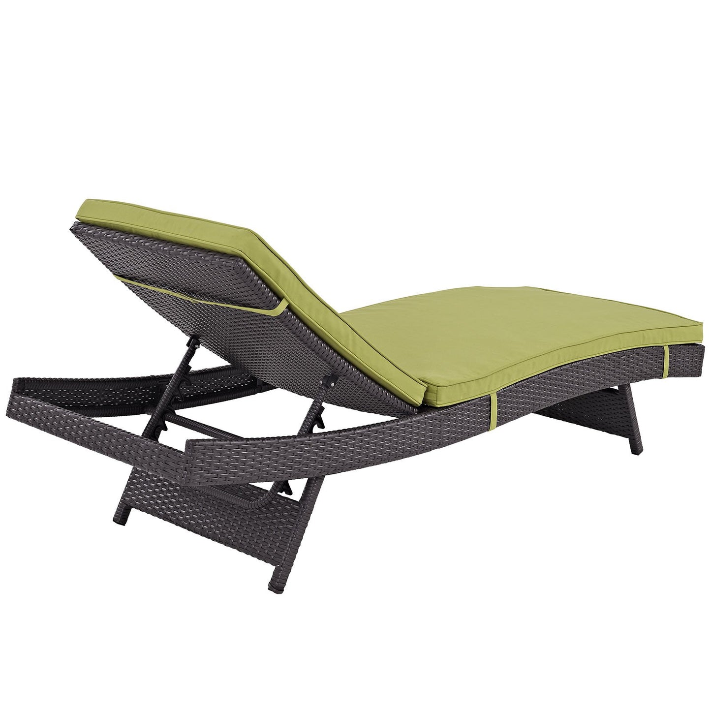 Modway Convene Wicker Rattan Outdoor Patio Chaise Lounge Chairs in Espresso Peridot - Set of 2