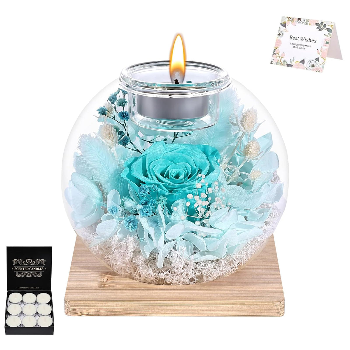 Gifts for Women Birthday Unique-Long-Lasting Real Flowers in Glass Dome Scented,Mother's Day Valentine Christmas Thanksgiving Birthday Gift for Women Mom Girlfriend Wife Home Decor (Nilan)
