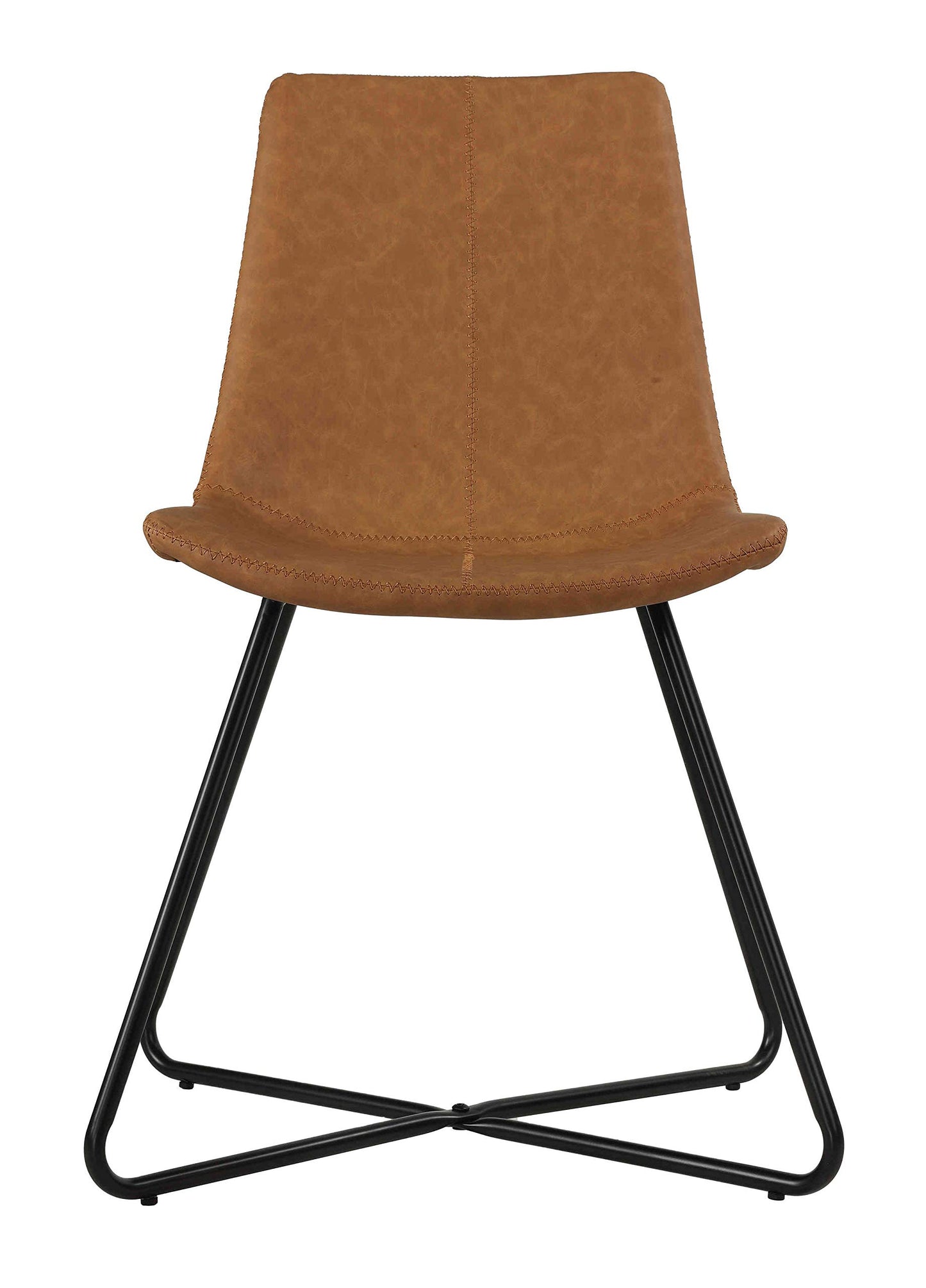 Cortesi Home Tangier Dining Chair in Saddle Brown Faux Leather (Set of 2)