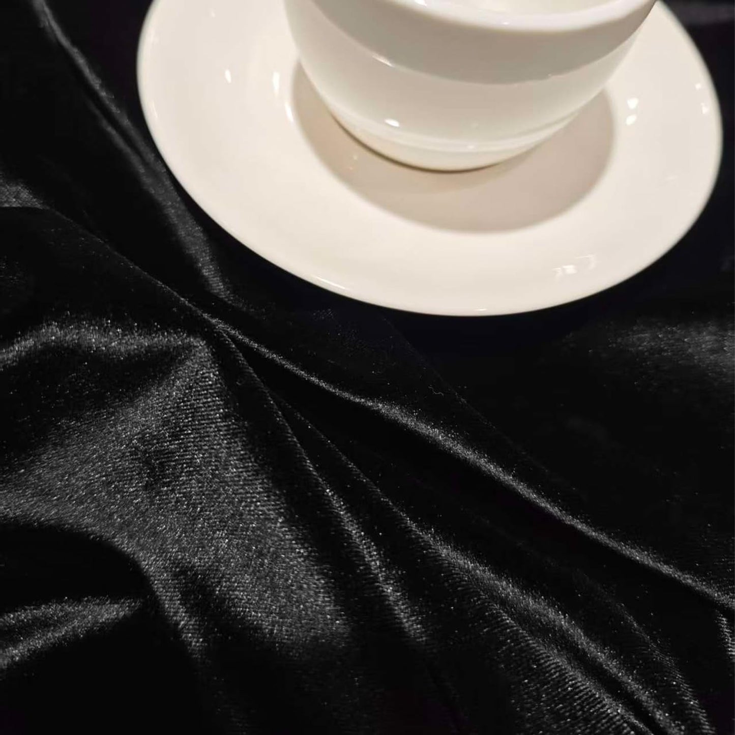Topwon Nightstand Tablecloth Black Bedside Table Cover with Tassel Soft Velvet Fabric Washable Wipeable Nightstand Cover for End Table Microwave Home Kitchen Decoration (16 * 36 Inch)