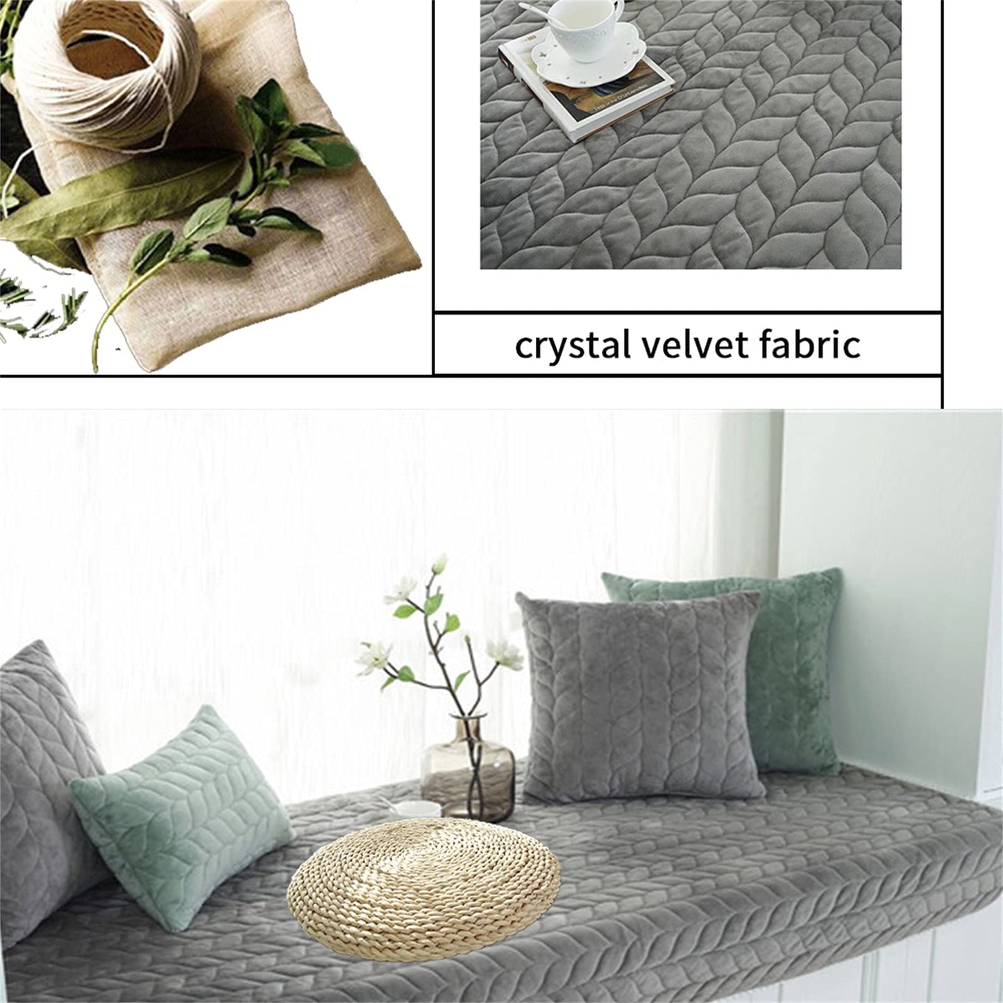 JeogYong Thick Plush Bay Window Mat Non-Slip Crystal Velvet Bay Window Cushion Pad, 70 x 150cm Modern Windowsill Bench Seat Cushion for Indoor Tatami Sofa Decor Home Bedroom Living Room