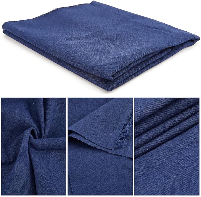 59 Inch Navy Blue Linen Cotton Quilting Fabric by The Yard Canvas Embroidery