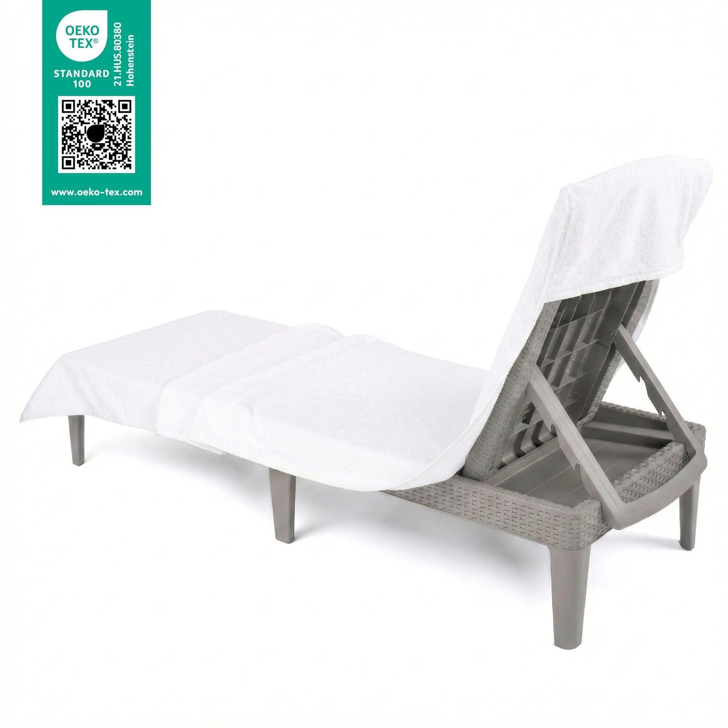 American Soft Linen 2 PACKED Chaise Lounge Covers with Pocket, 86"x32" Oversized Beach Pool Lounge Chair Towels (White Chair Towel, 2 PIECE)