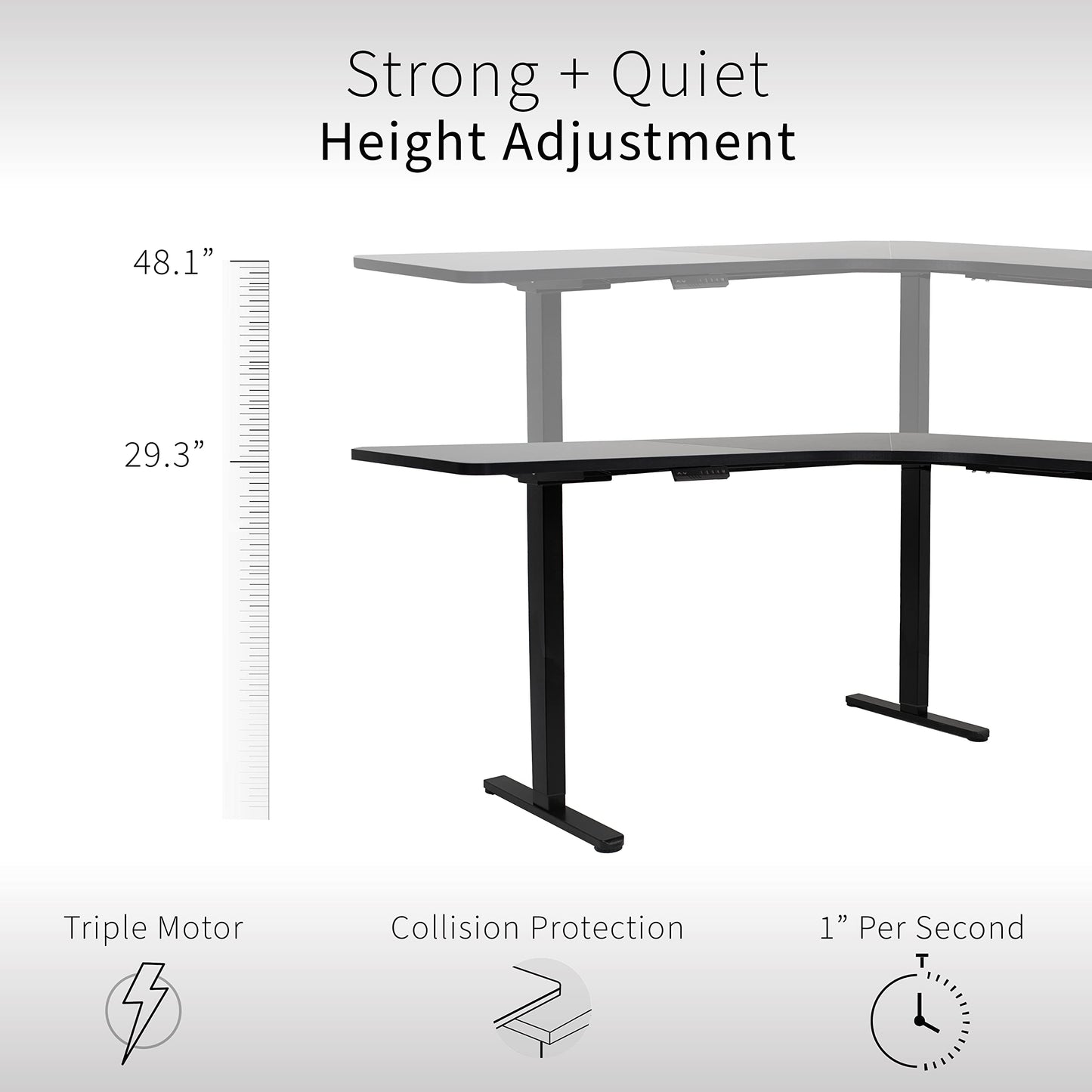 VIVO Electric Height Adjustable 83 x 83 inch Curved Corner Stand Up Desk, Black Table Top, White Frame, Memory Controller, L-Shaped Workstation, E3C Series, DESK-KIT-E3CW83B