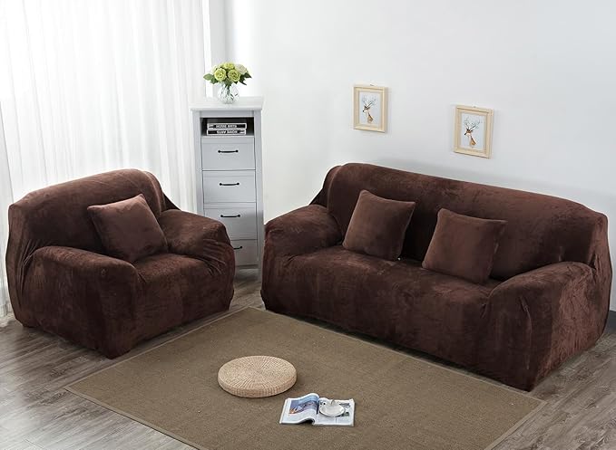 vctops 1-Piece Velvet Plush Stretch Chair Sofa Slipcover Soft Fuzzy Fluffy