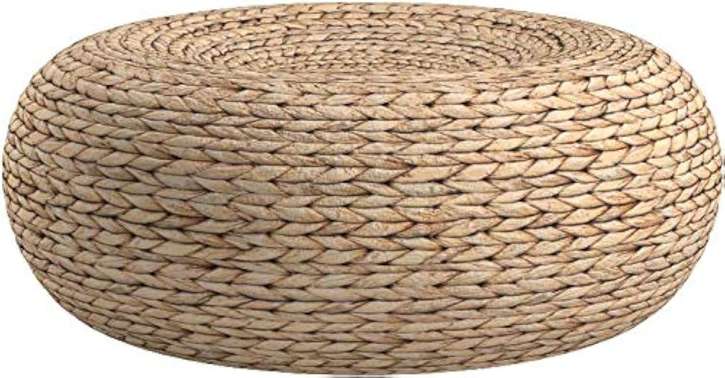 MAHAO Straw Flat Seat Cushion, Handmade Floor Pouf Mat, Ottoman Footstool for Meditation, Zen, Yoga Practice or Buddha (15.7" Dia. x 6.3" H)