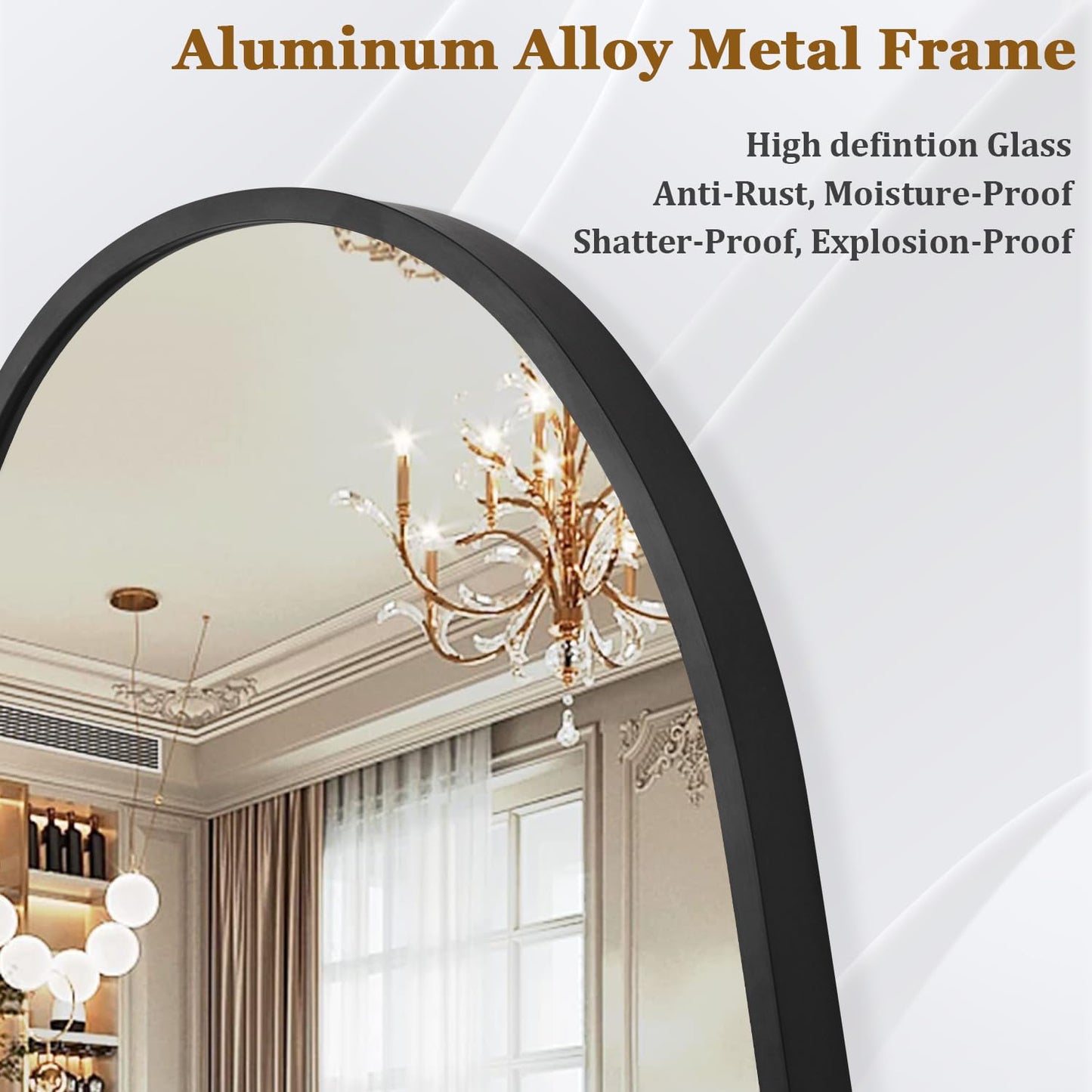 HLFMVWE Irregular Wall Mirror, Black Wall Mirrors Decorative 30"x18" Asymmetrical Bathroom Mirrors Aluminum Alloy Frame for Bedroom, Living Room, Cloakroom, Entryway Large