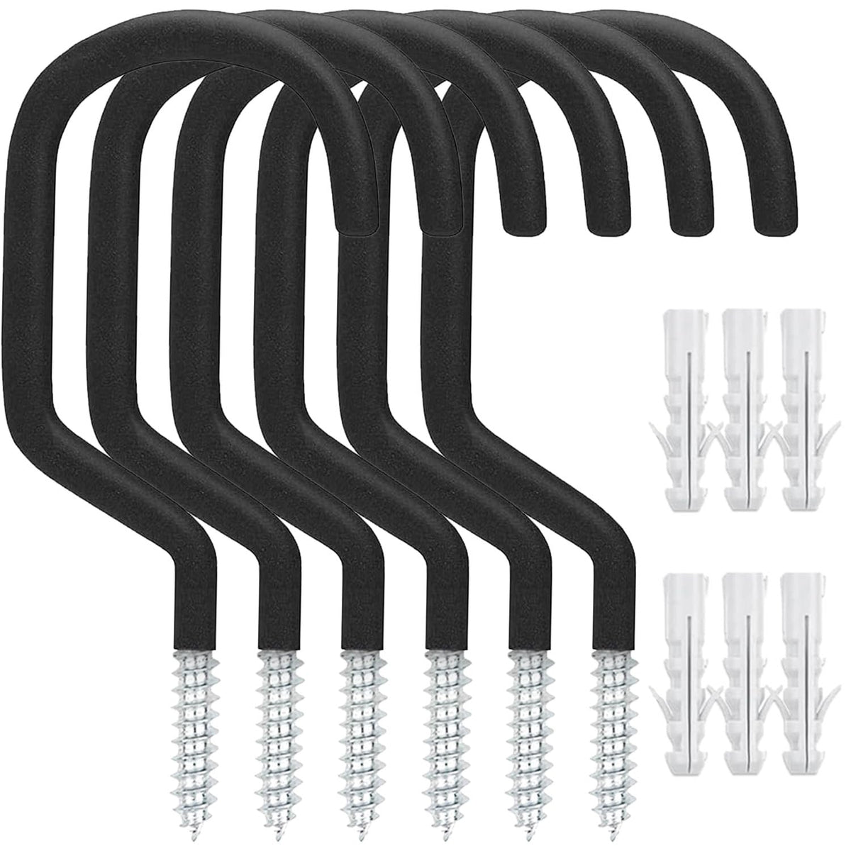 Etoolia 6 Pack Heavy Duty Garage Bike Storage and Utility Hooks-5.7 Inches for Garage Wall and Ceiling-Garage Hooks for Hanging Bicycle,Hose,Cords,and Garden Tools