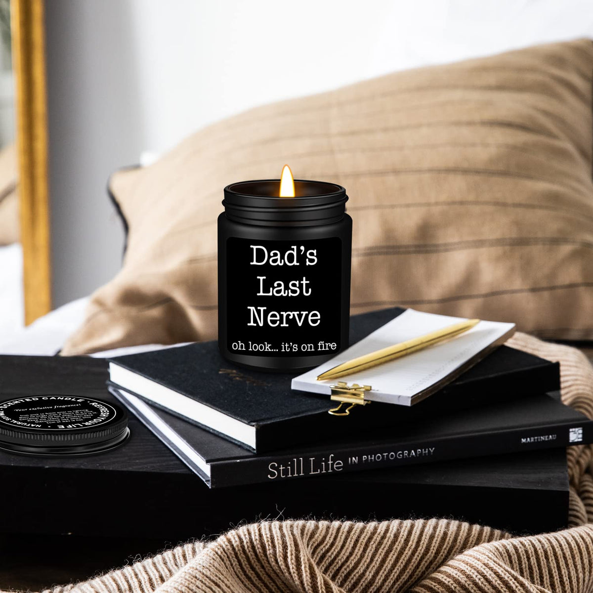 Homsolver Dad Gifts from Daughter Son, Gift for Dad Who Wants Nothing, Birthday Fathers Day Christmas for Stepdad Adoptive Father, Dad's Last Nerve Sandalwood Scented Candle