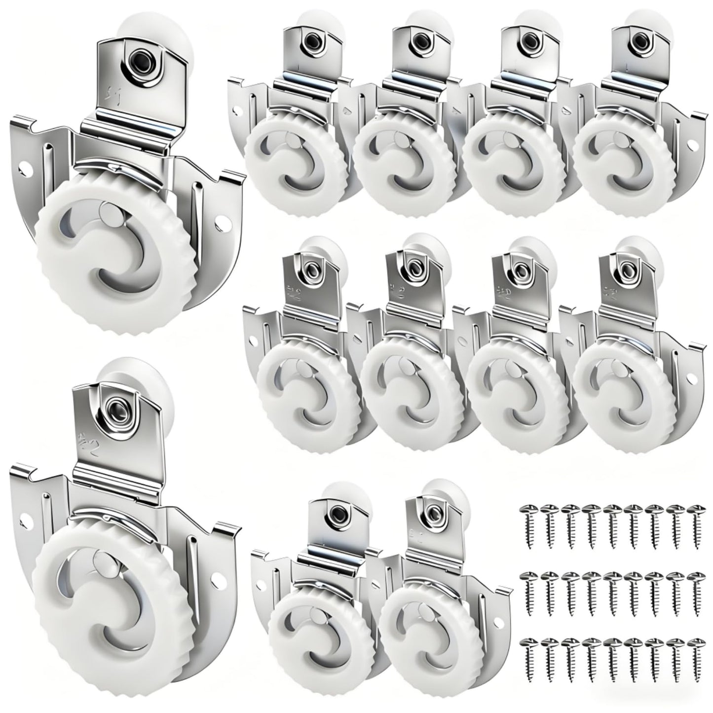 Nagpew Closet Door Roller, Adjustable, 24 Pack Screws, 12 Pieces