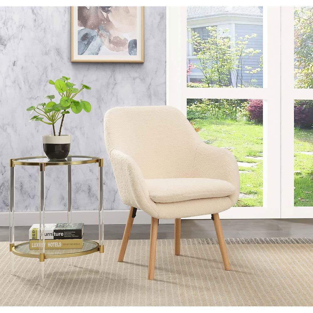 Convenience Concepts Take a Seat Charlotte Wingback Sherpa Accent Armchair 25.25" - Boho Transitional Boucle Lounge Chair for Office, Den, Living Room, Sherpa Cream