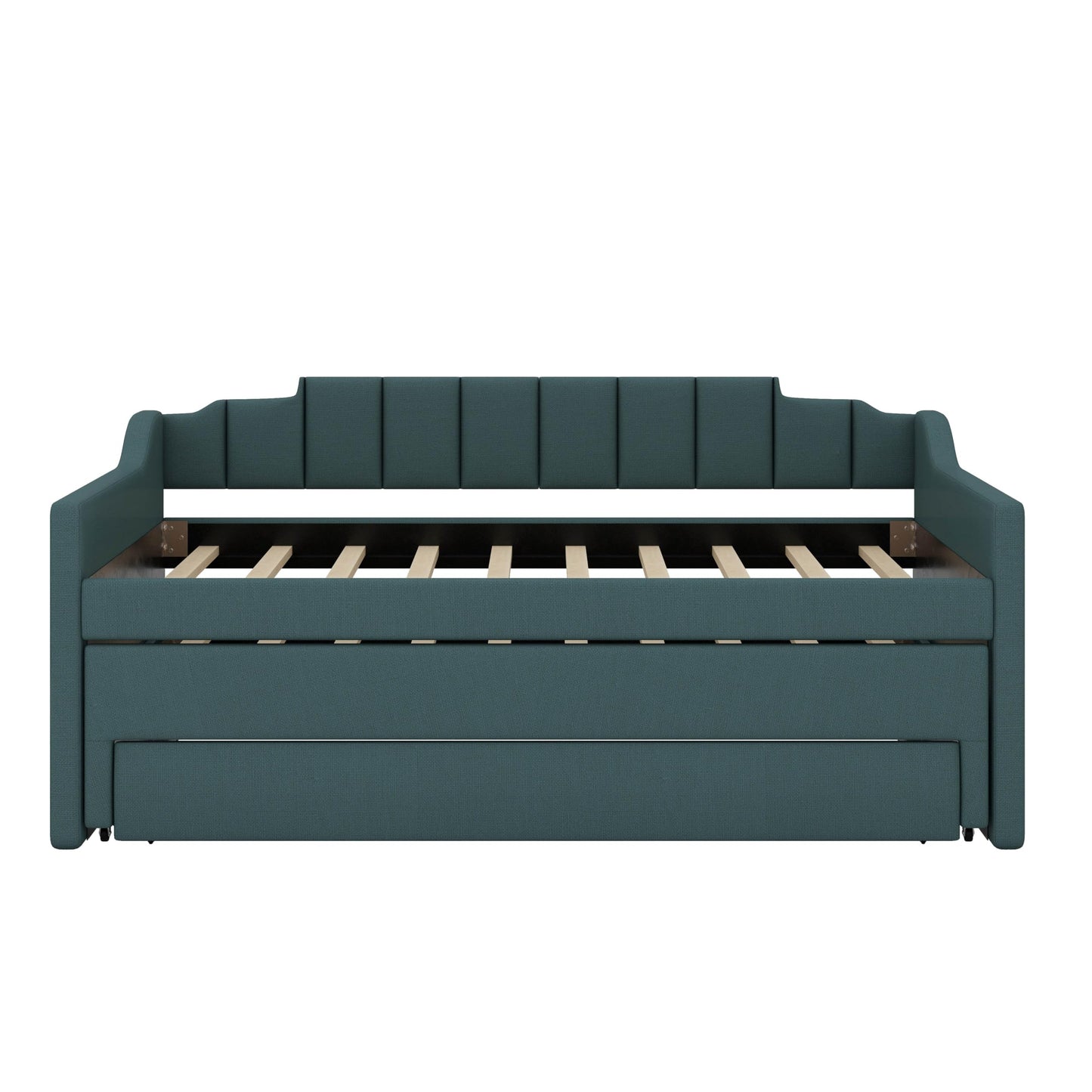 YunNianYang Twin Size Upholstered Daybed with Trundle and Three Drawers (Green)
